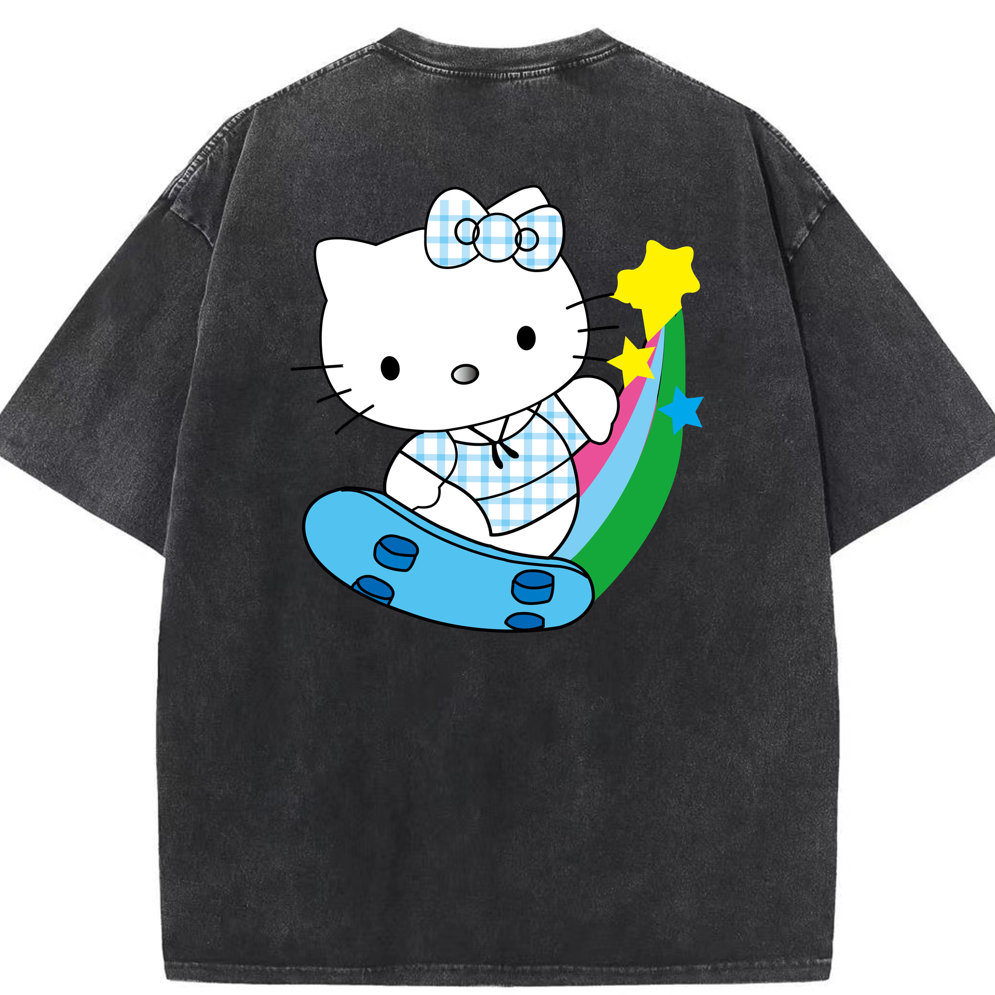（画像用） Hello Kitty ハローキティ 綿100% ヴィンテージ風 半袖Tシャツ（背面プリント）