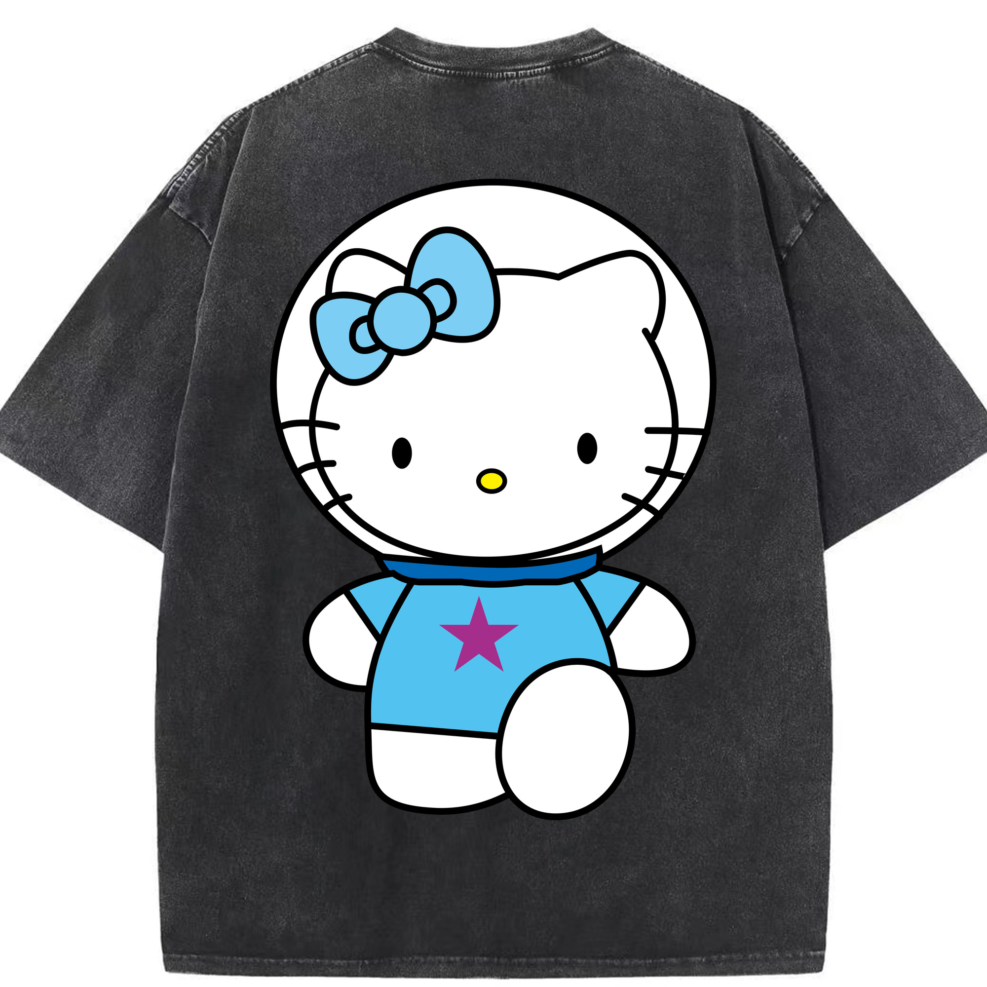 （画像用） Hello Kitty ハローキティ 綿100% ヴィンテージ風 半袖Tシャツ（背面プリント）