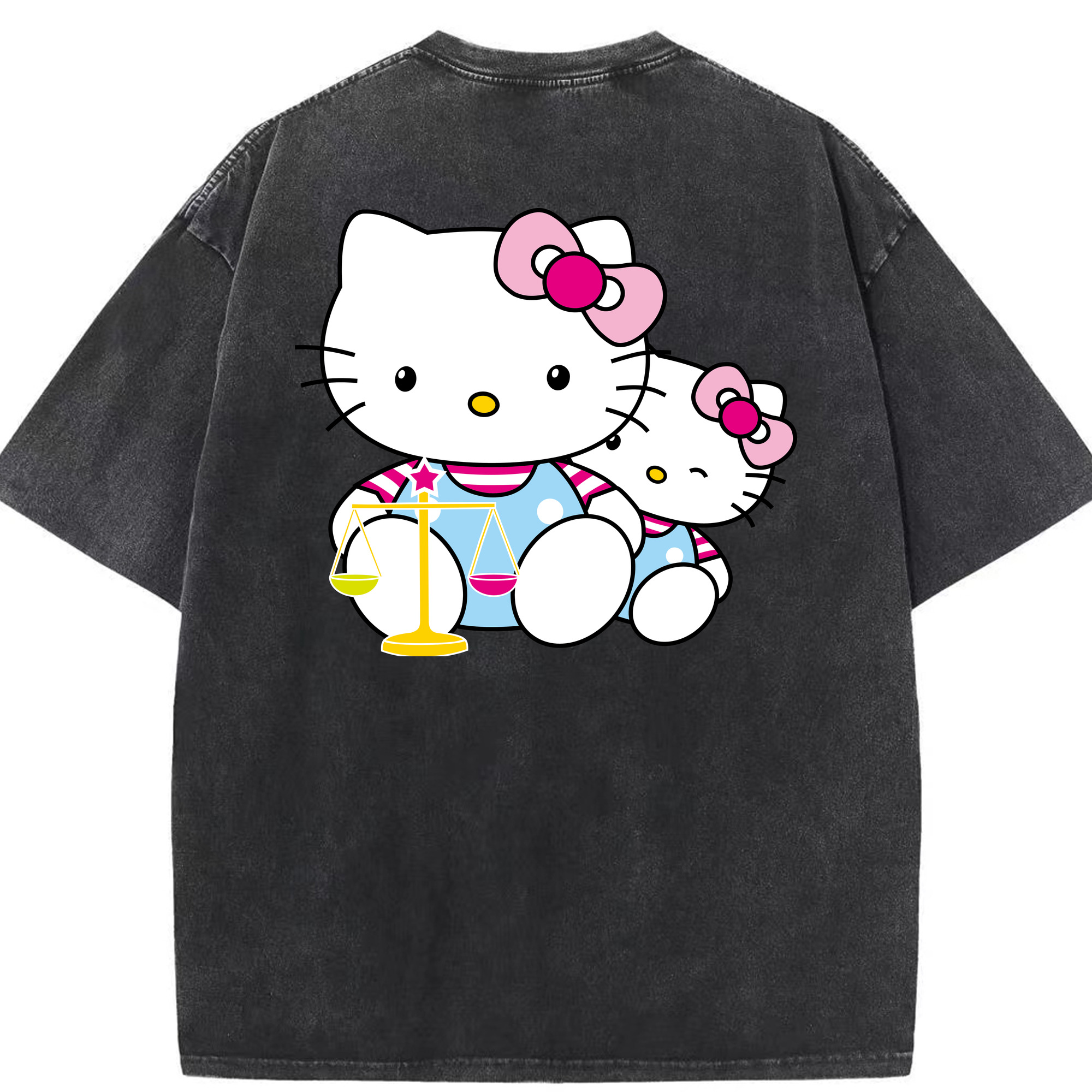 （画像用） Hello Kitty ハローキティ 綿100% ヴィンテージ風 半袖Tシャツ（背面プリント）