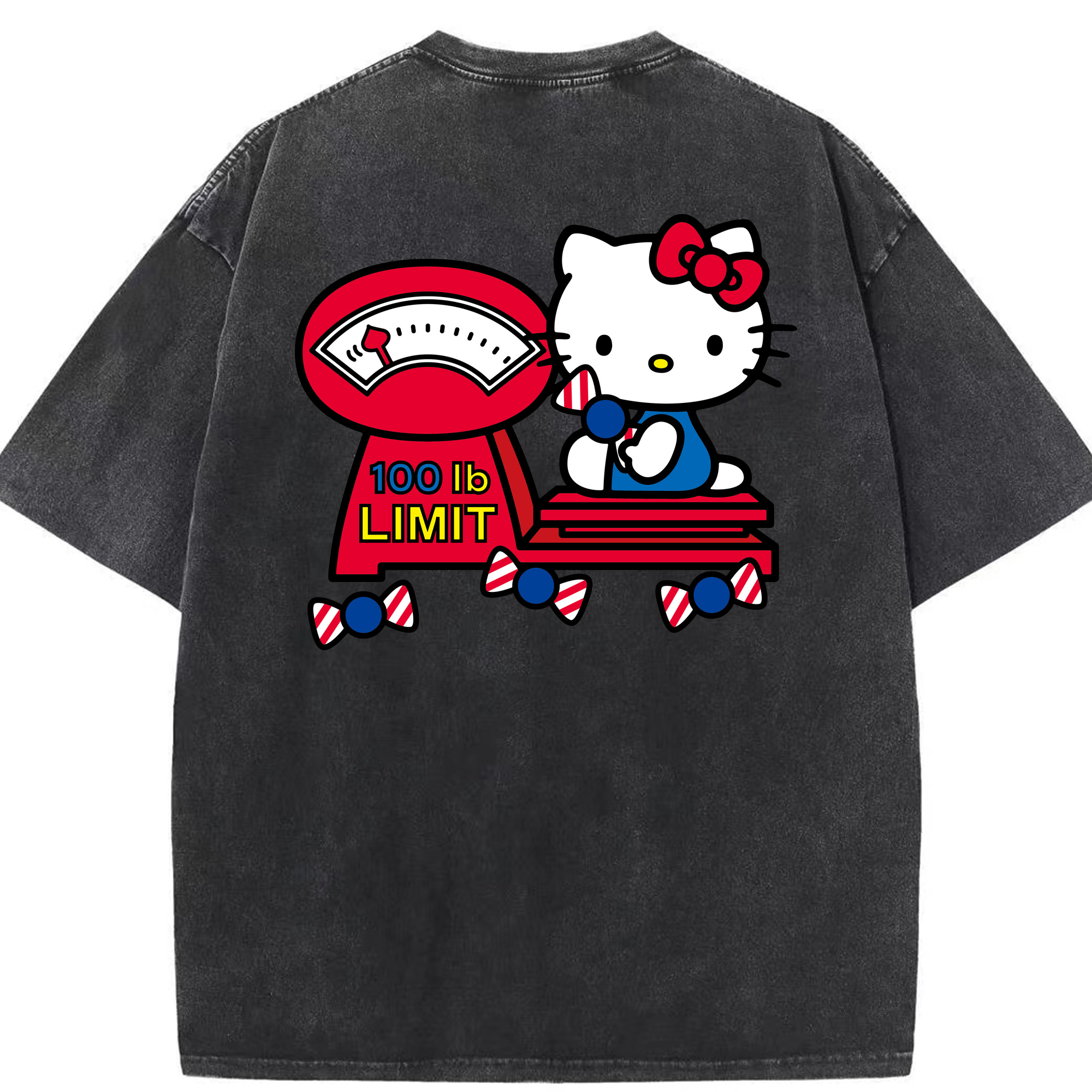 （画像用） Hello Kitty ハローキティ 綿100% ヴィンテージ風 半袖Tシャツ（背面プリント）