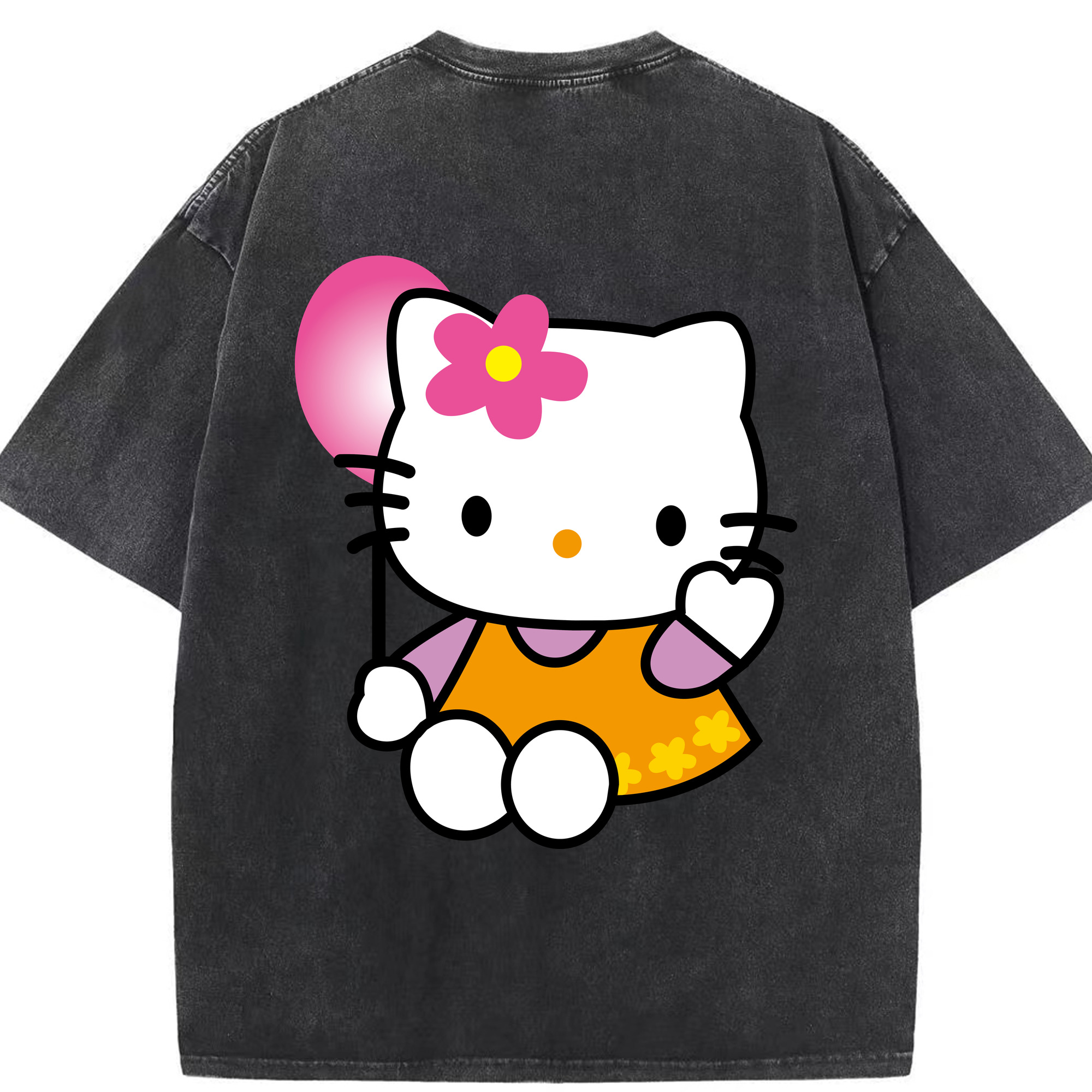 （画像用） Hello Kitty ハローキティ 綿100% ヴィンテージ風 半袖Tシャツ（背面プリント）