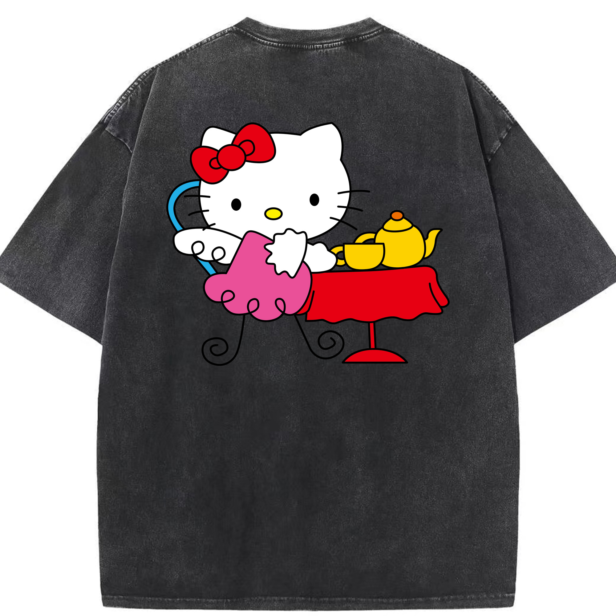 （画像用） Hello Kitty ハローキティ 綿100% ヴィンテージ風 半袖Tシャツ（背面プリント）
