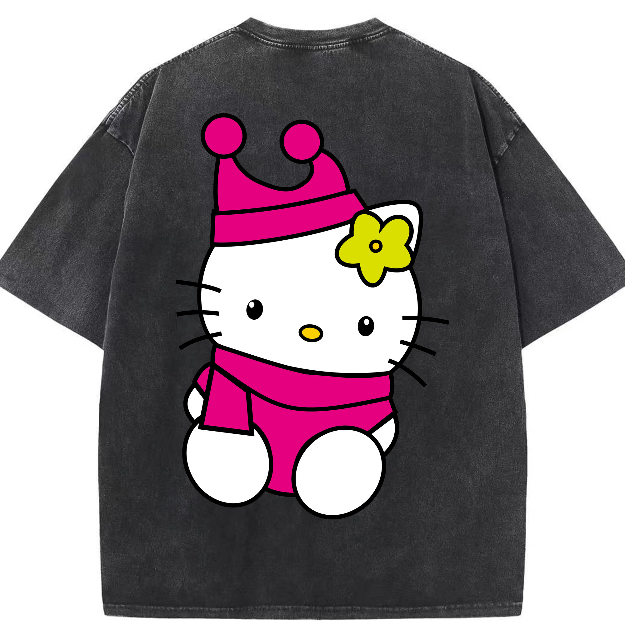 （画像用） Hello Kitty ハローキティ 綿100% ヴィンテージ風 半袖Tシャツ（背面プリント）