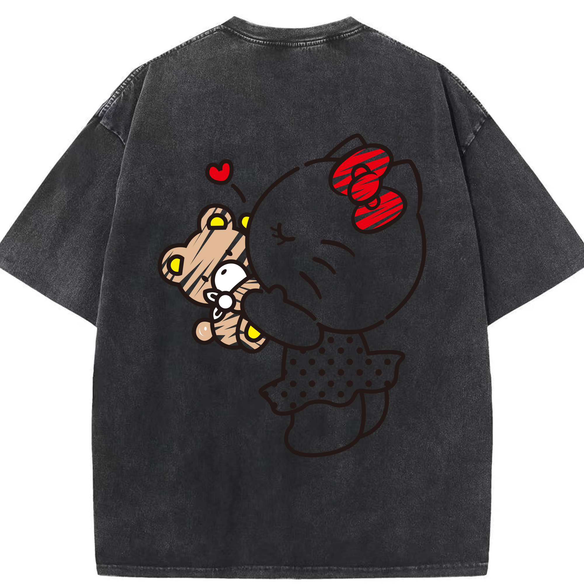 （画像用） Hello Kitty ハローキティ 綿100% ヴィンテージ風 半袖Tシャツ（背面プリント）