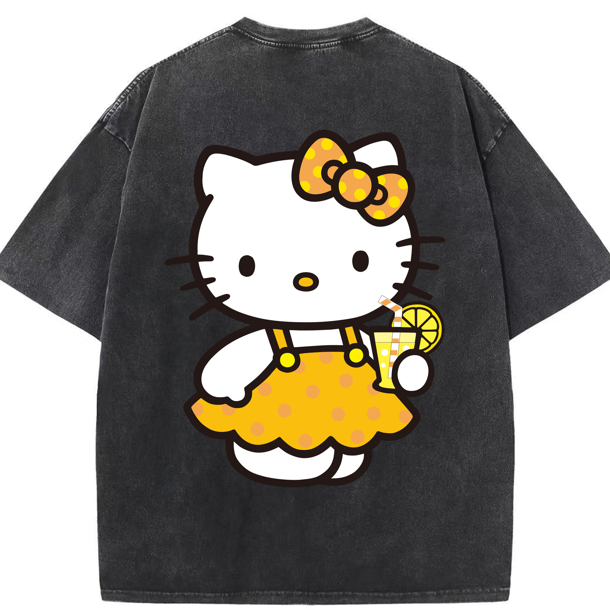 （画像用） Hello Kitty ハローキティ 綿100% ヴィンテージ風 半袖Tシャツ（背面プリント）