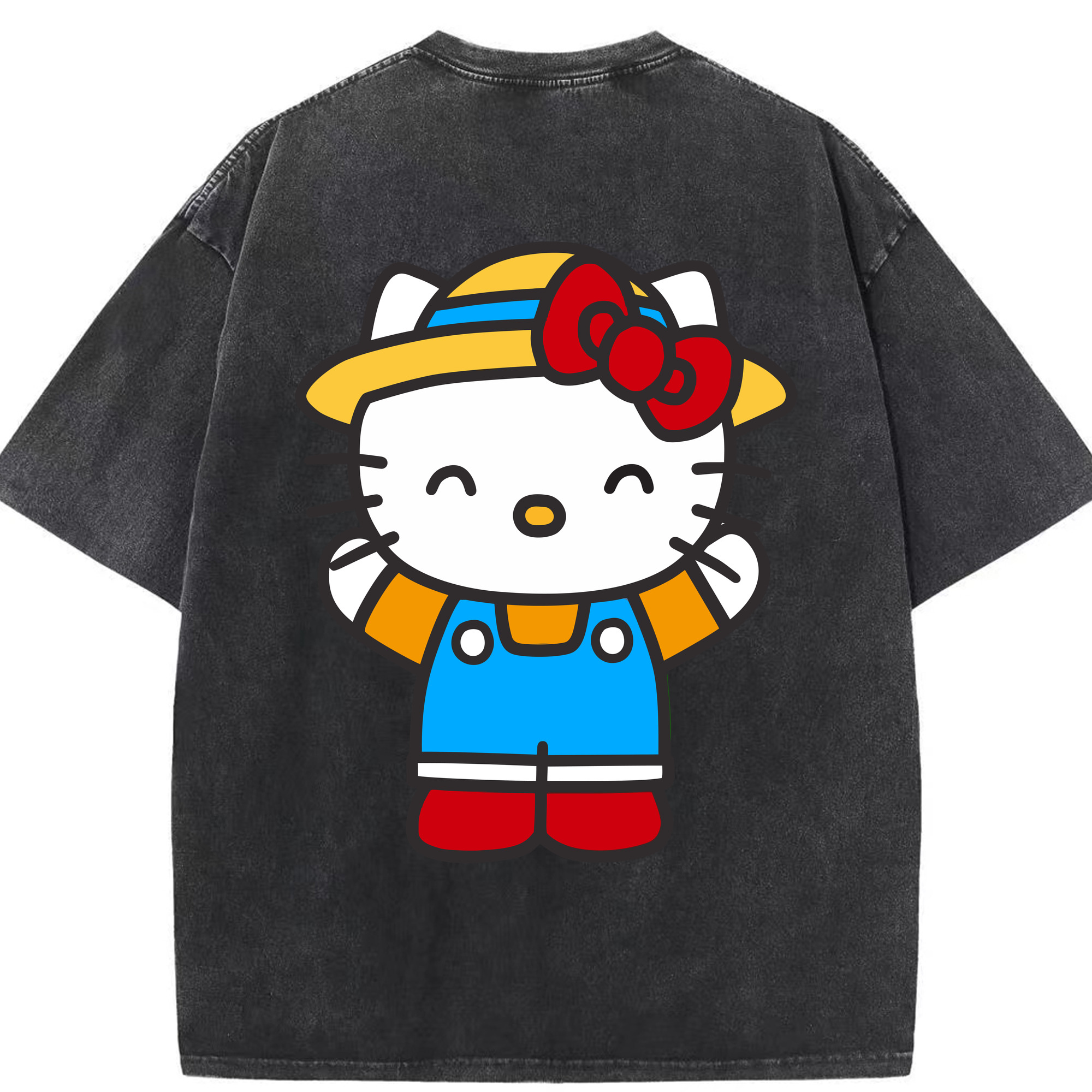 （画像用） Hello Kitty ハローキティ 綿100% ヴィンテージ風 半袖Tシャツ（背面プリント）