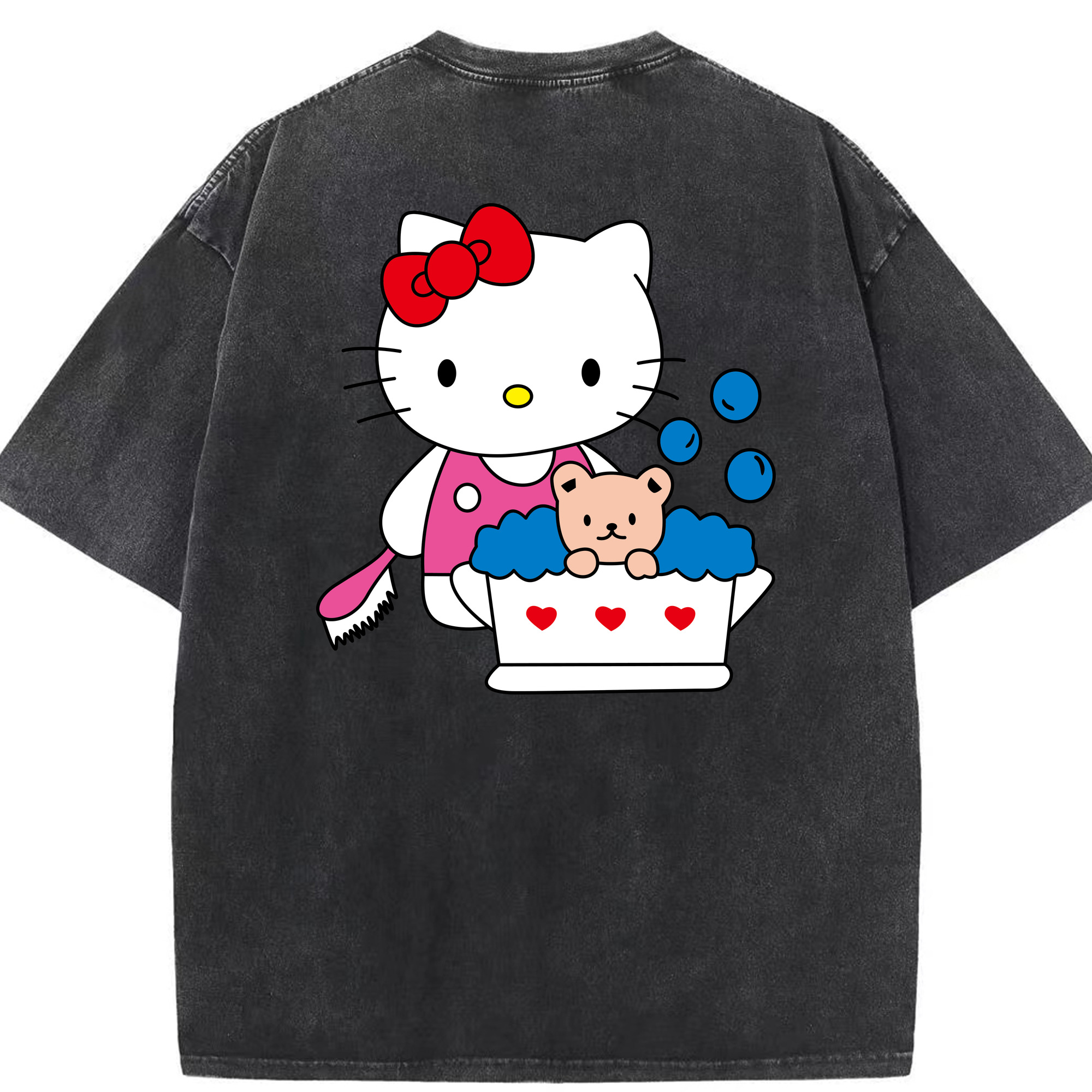 （画像用） Hello Kitty ハローキティ 綿100% ヴィンテージ風 半袖Tシャツ（背面プリント）