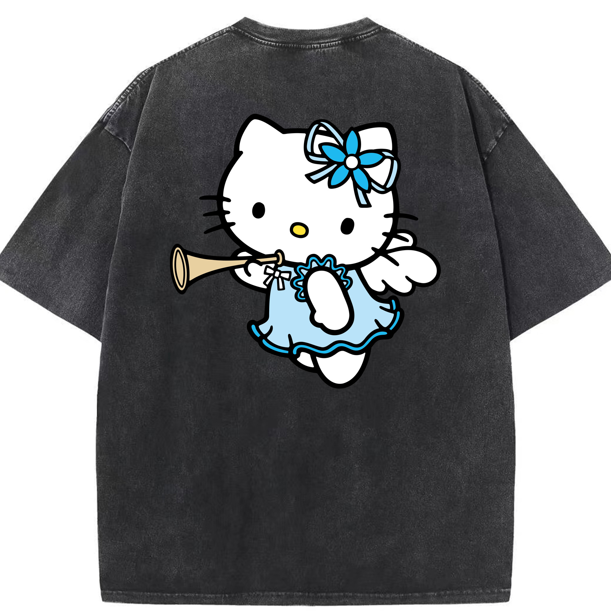 （画像用） Hello Kitty ハローキティ 綿100% ヴィンテージ風 半袖Tシャツ（背面プリント）