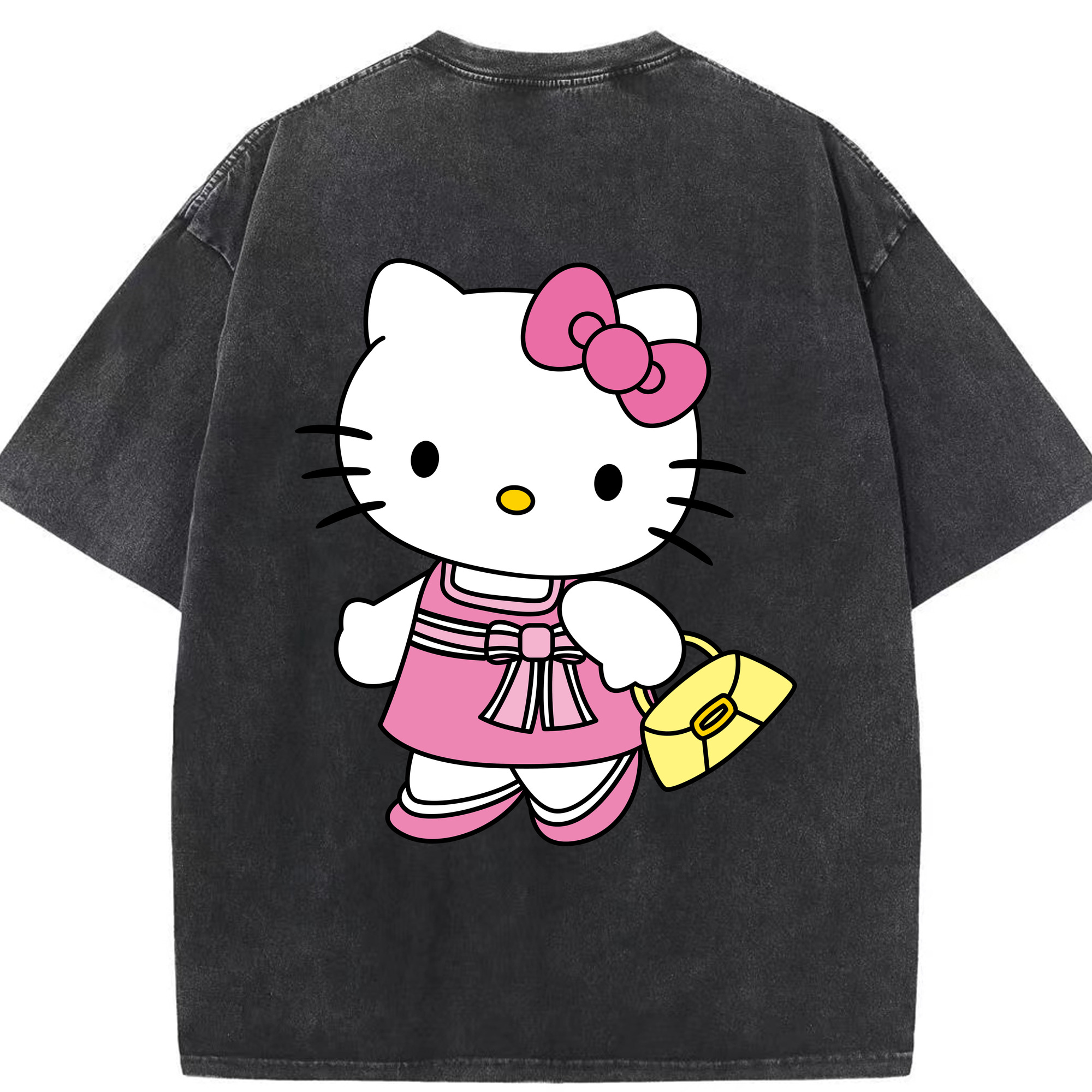 （画像用） Hello Kitty ハローキティ 綿100% ヴィンテージ風 半袖Tシャツ（背面プリント）