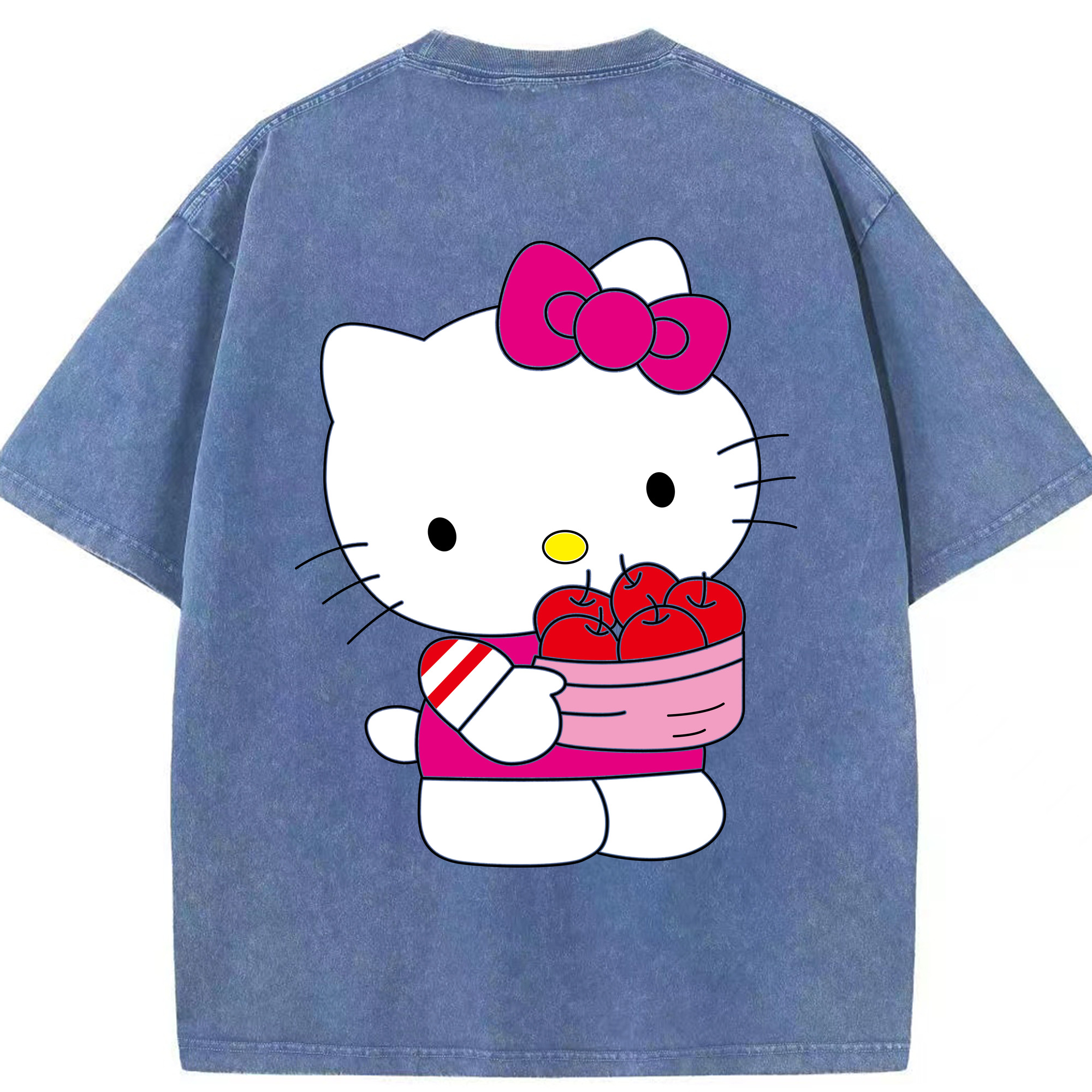 （画像用） Hello Kitty ハローキティ 綿100% ヴィンテージ風 半袖Tシャツ（背面プリント）