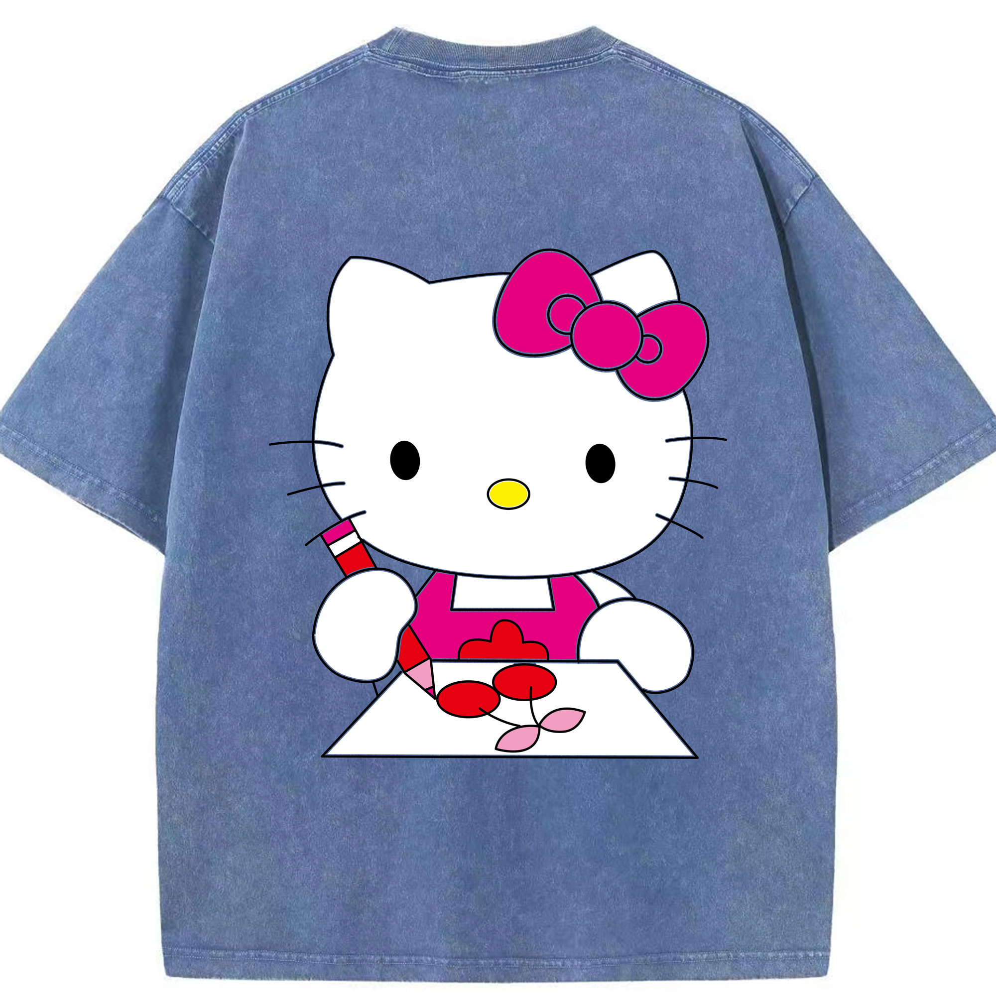 （画像用） Hello Kitty ハローキティ 綿100% ヴィンテージ風 半袖Tシャツ（背面プリント）