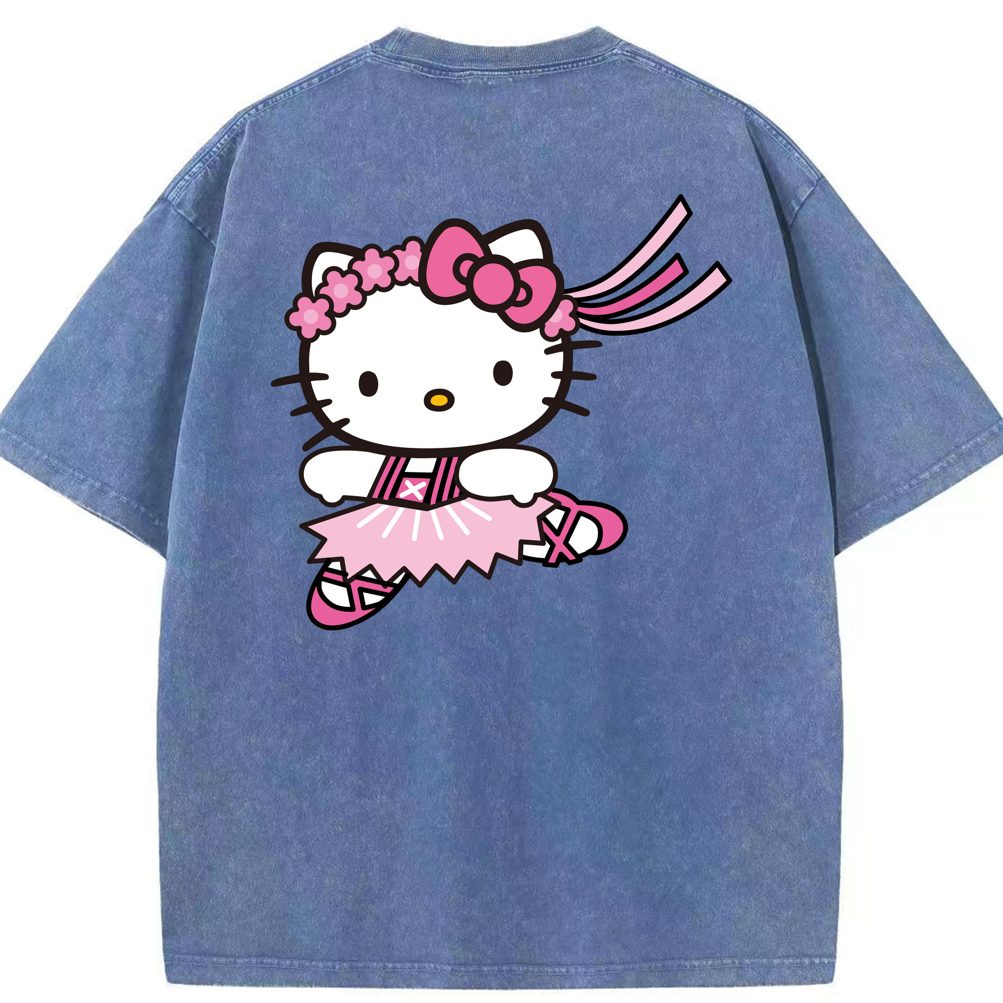 （画像用） Hello Kitty ハローキティ 綿100% ヴィンテージ風 半袖Tシャツ（背面プリント）