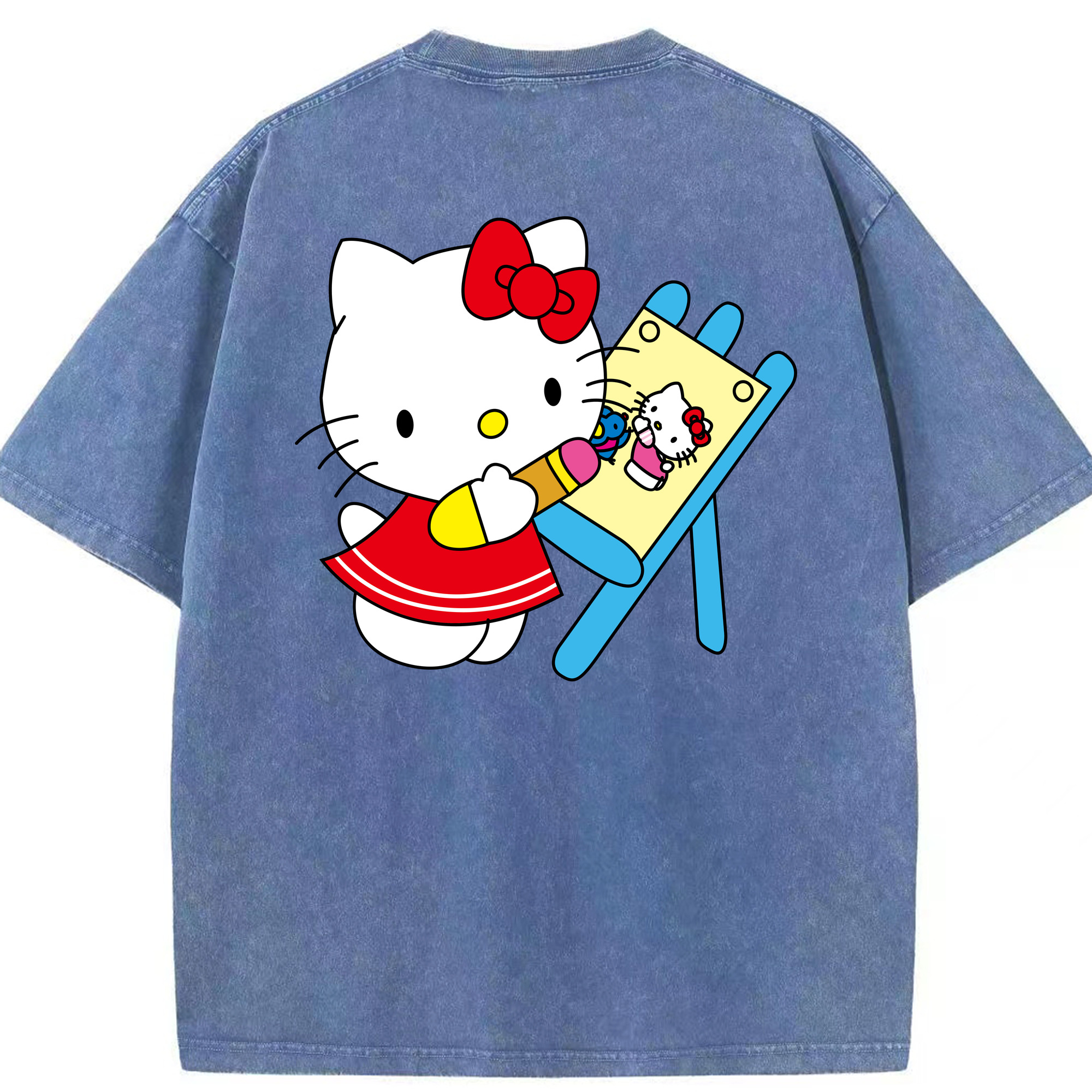 （画像用） Hello Kitty ハローキティ 綿100% ヴィンテージ風 半袖Tシャツ（背面プリント）