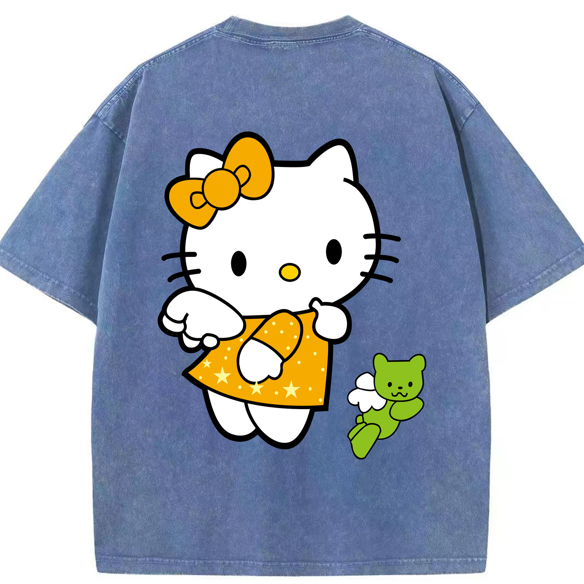 （画像用） Hello Kitty ハローキティ 綿100% ヴィンテージ風 半袖Tシャツ（背面プリント）