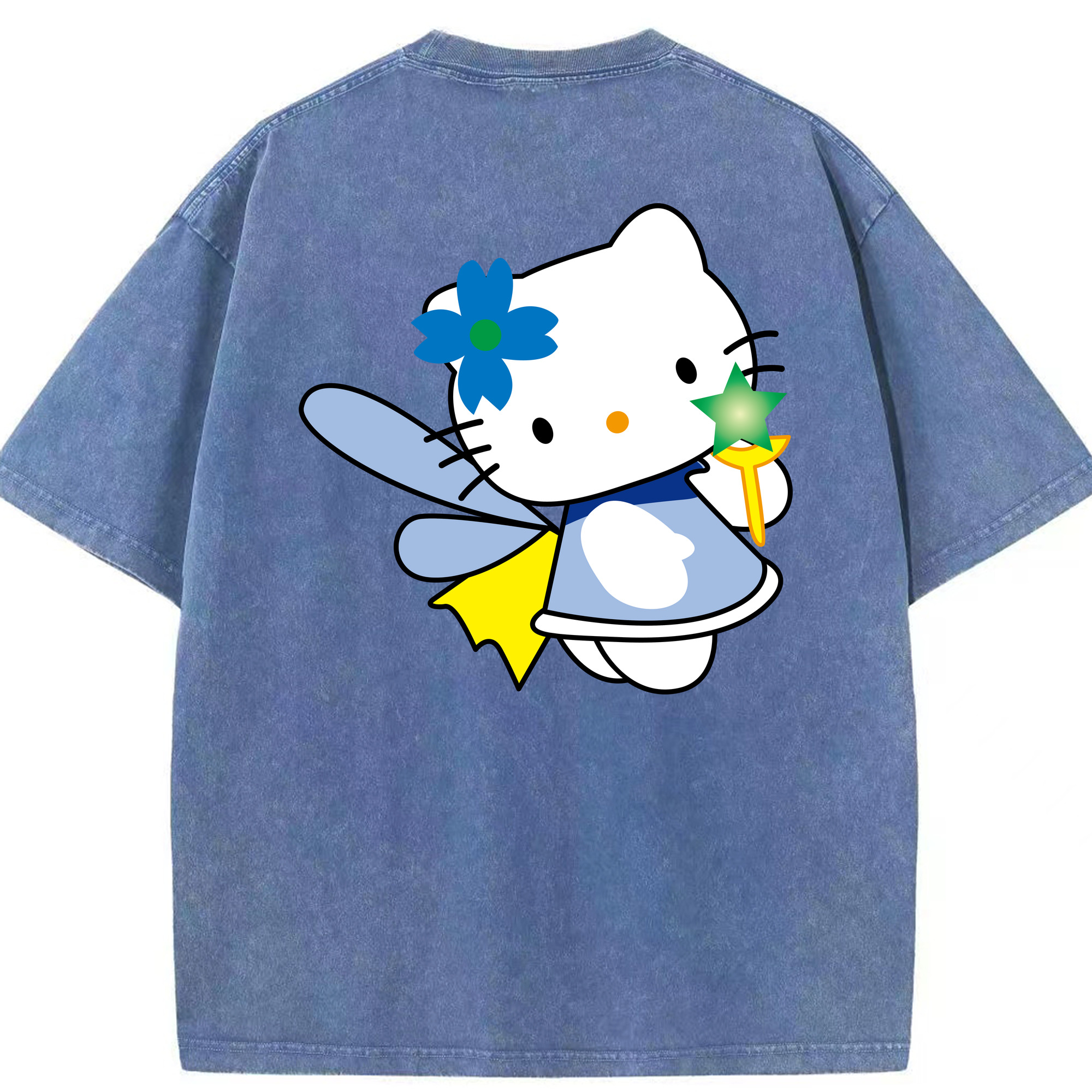 （画像用） Hello Kitty ハローキティ 綿100% ヴィンテージ風 半袖Tシャツ（背面プリント）