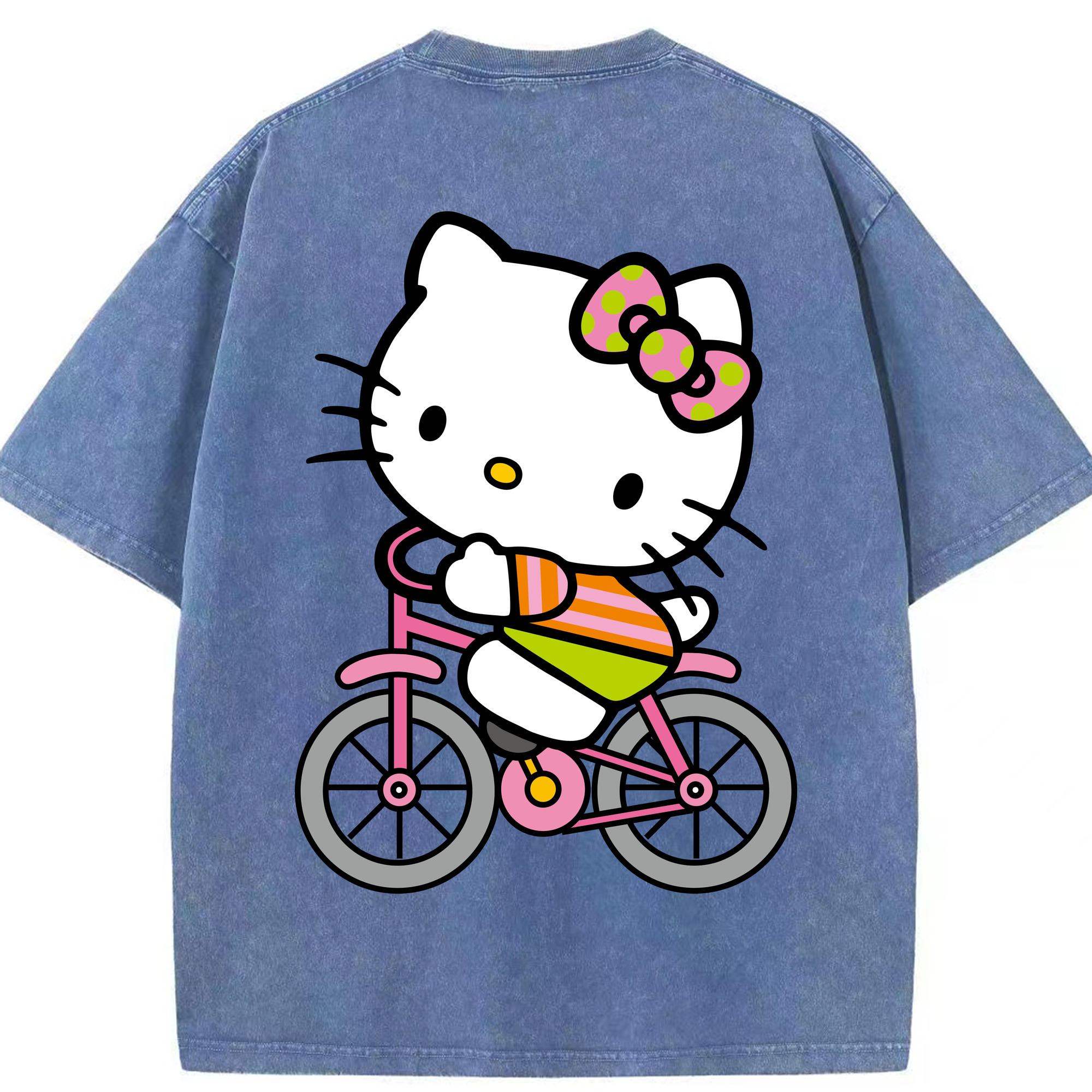 （画像用） Hello Kitty ハローキティ 綿100% ヴィンテージ風 半袖Tシャツ（背面プリント）