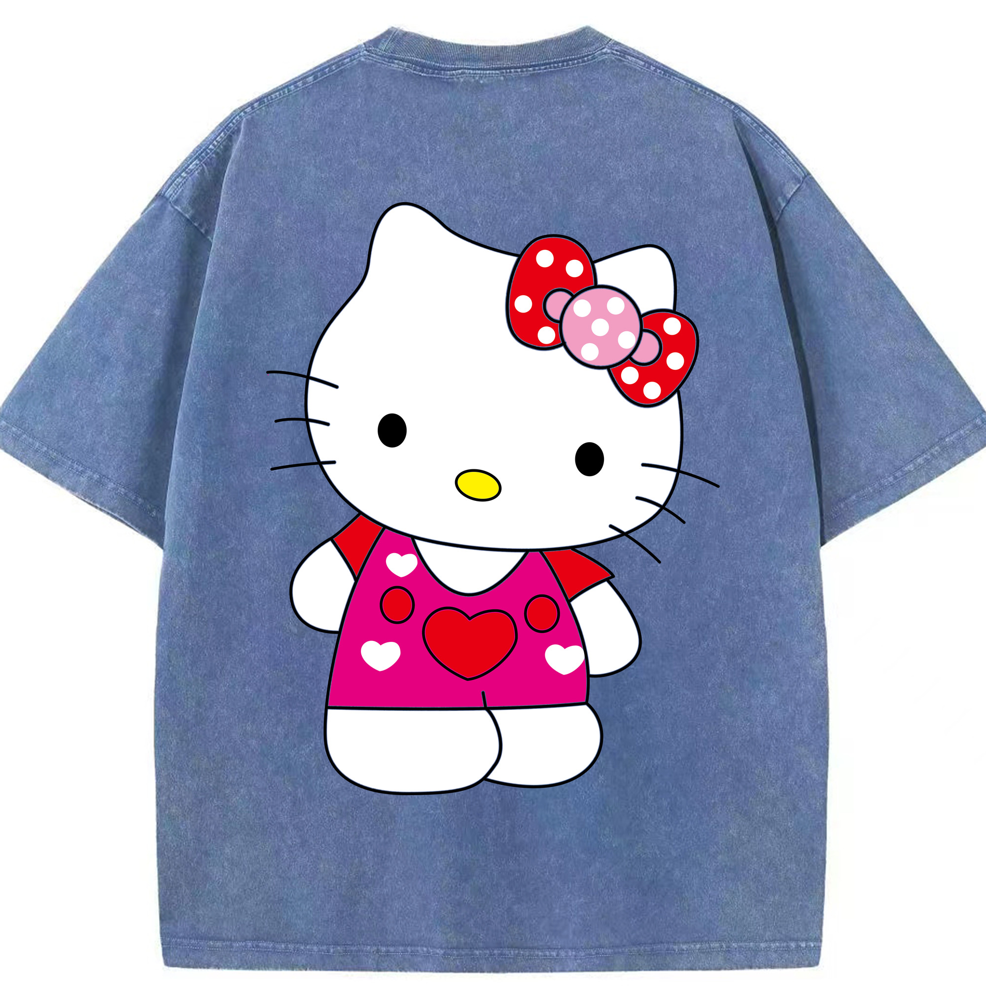 （画像用） Hello Kitty ハローキティ 綿100% ヴィンテージ風 半袖Tシャツ（背面プリント）