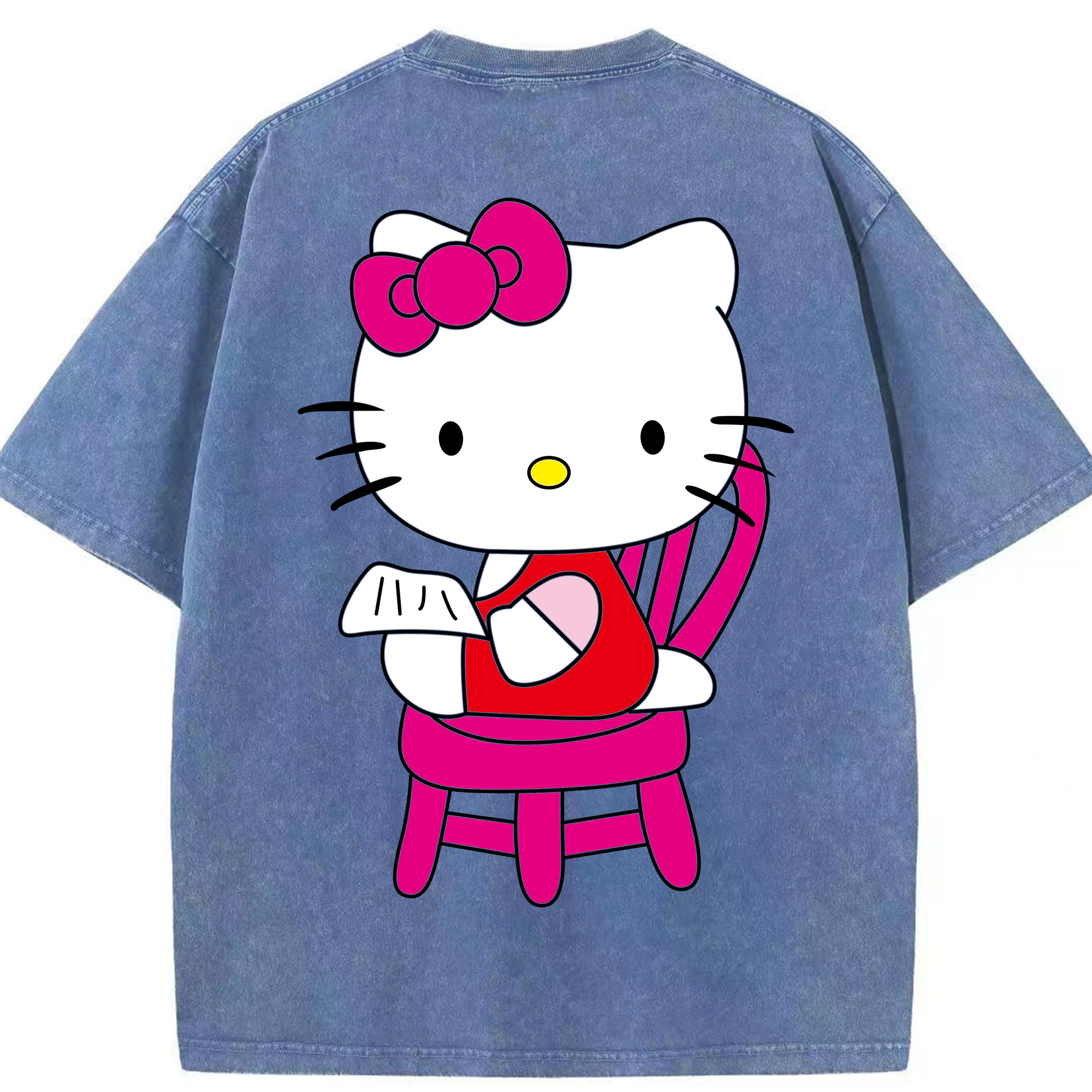 （画像用） Hello Kitty ハローキティ 綿100% ヴィンテージ風 半袖Tシャツ（背面プリント）