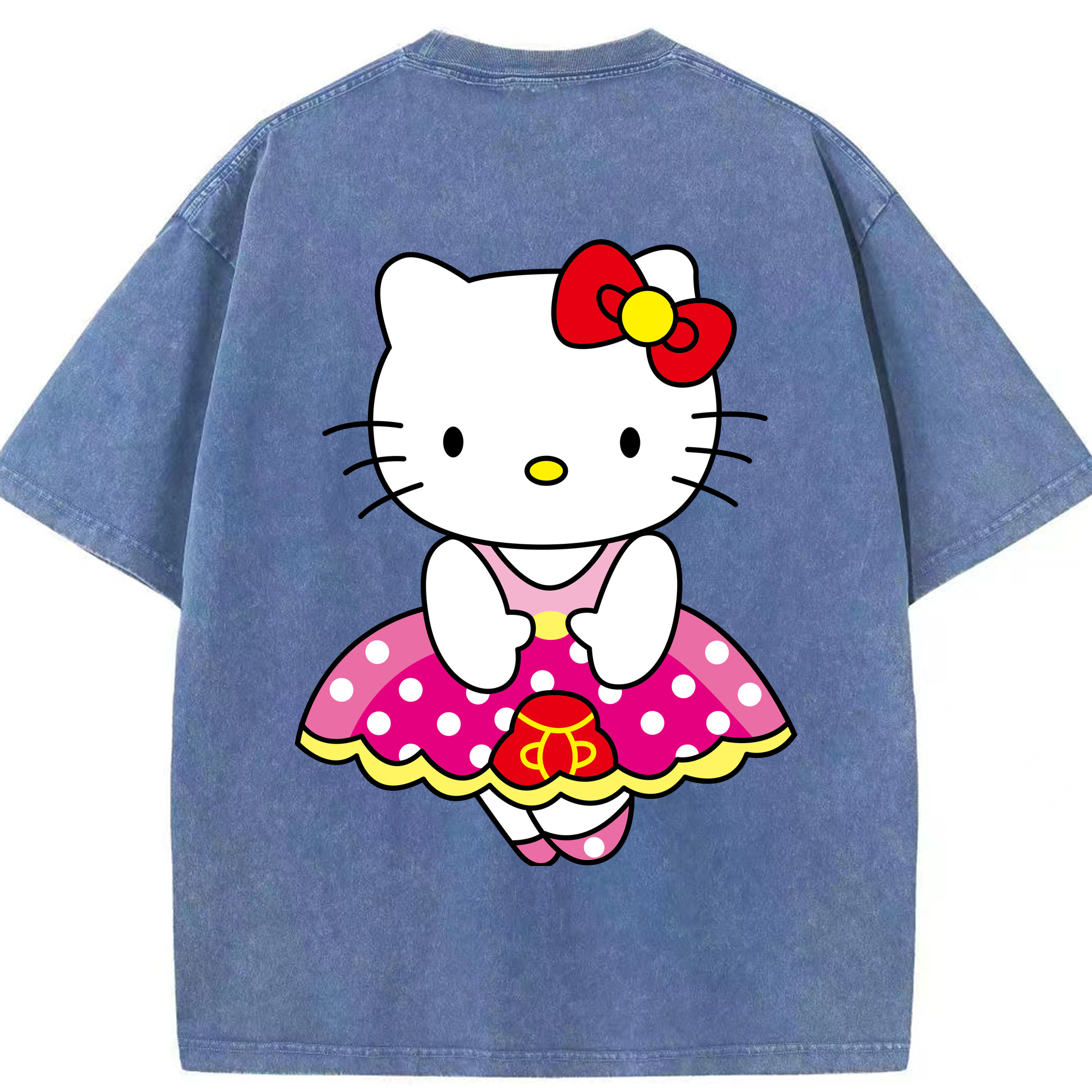 （画像用） Hello Kitty ハローキティ 綿100% ヴィンテージ風 半袖Tシャツ（背面プリント）