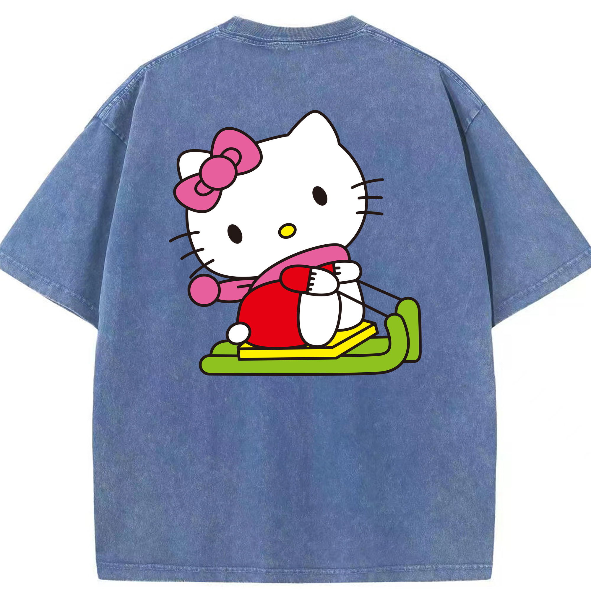 （画像用） Hello Kitty ハローキティ 綿100% ヴィンテージ風 半袖Tシャツ（背面プリント）