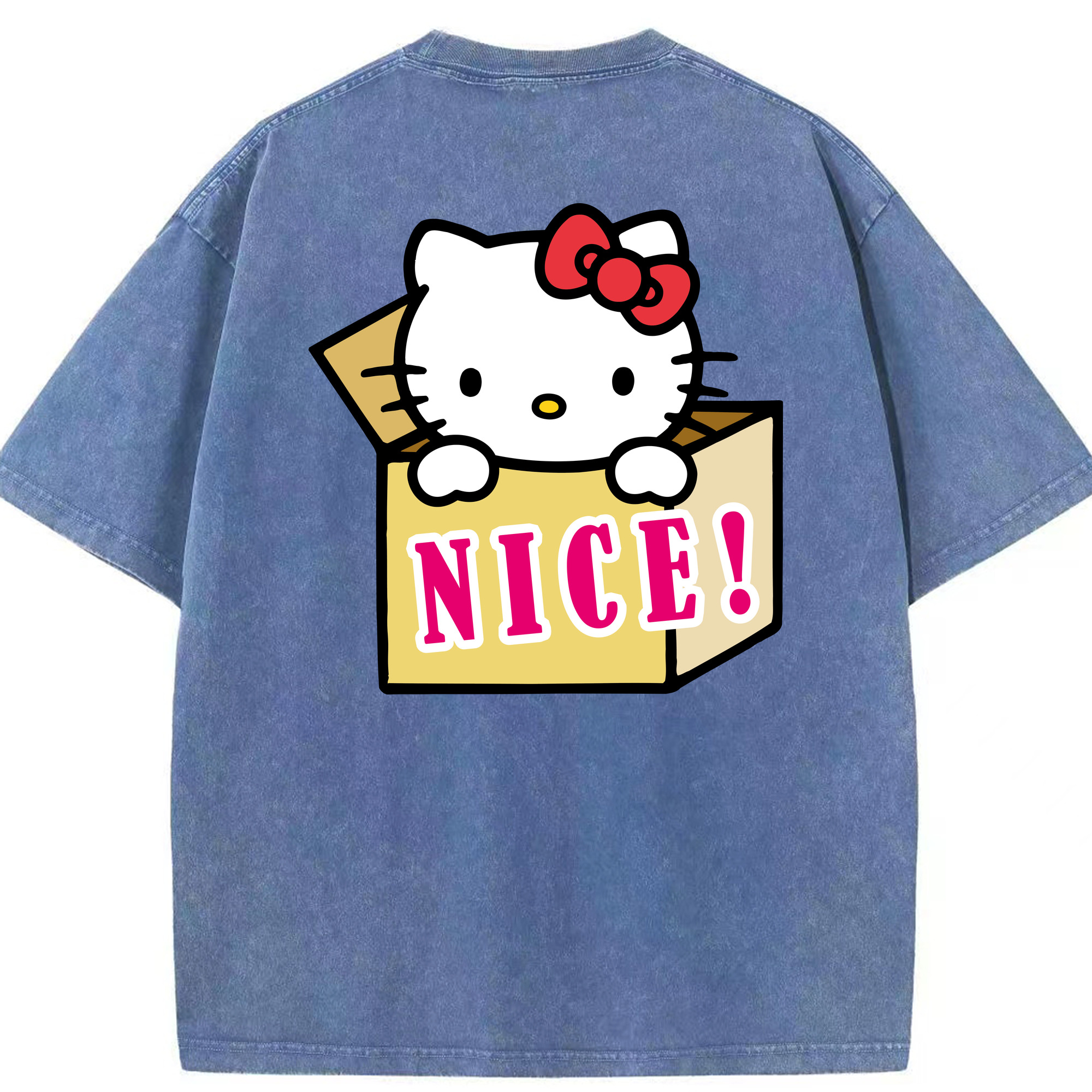 （画像用） Hello Kitty ハローキティ 綿100% ヴィンテージ風 半袖Tシャツ（背面プリント）