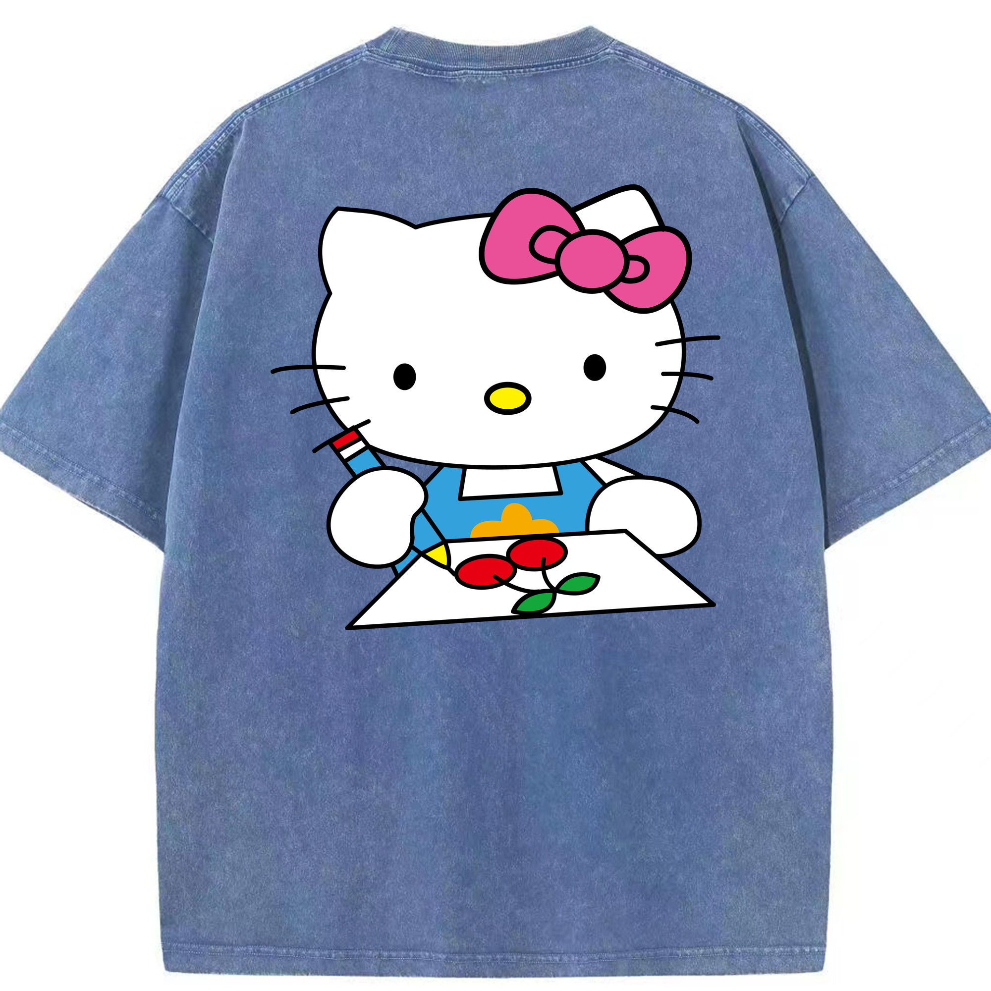 （画像用） Hello Kitty ハローキティ 綿100% ヴィンテージ風 半袖Tシャツ（背面プリント）