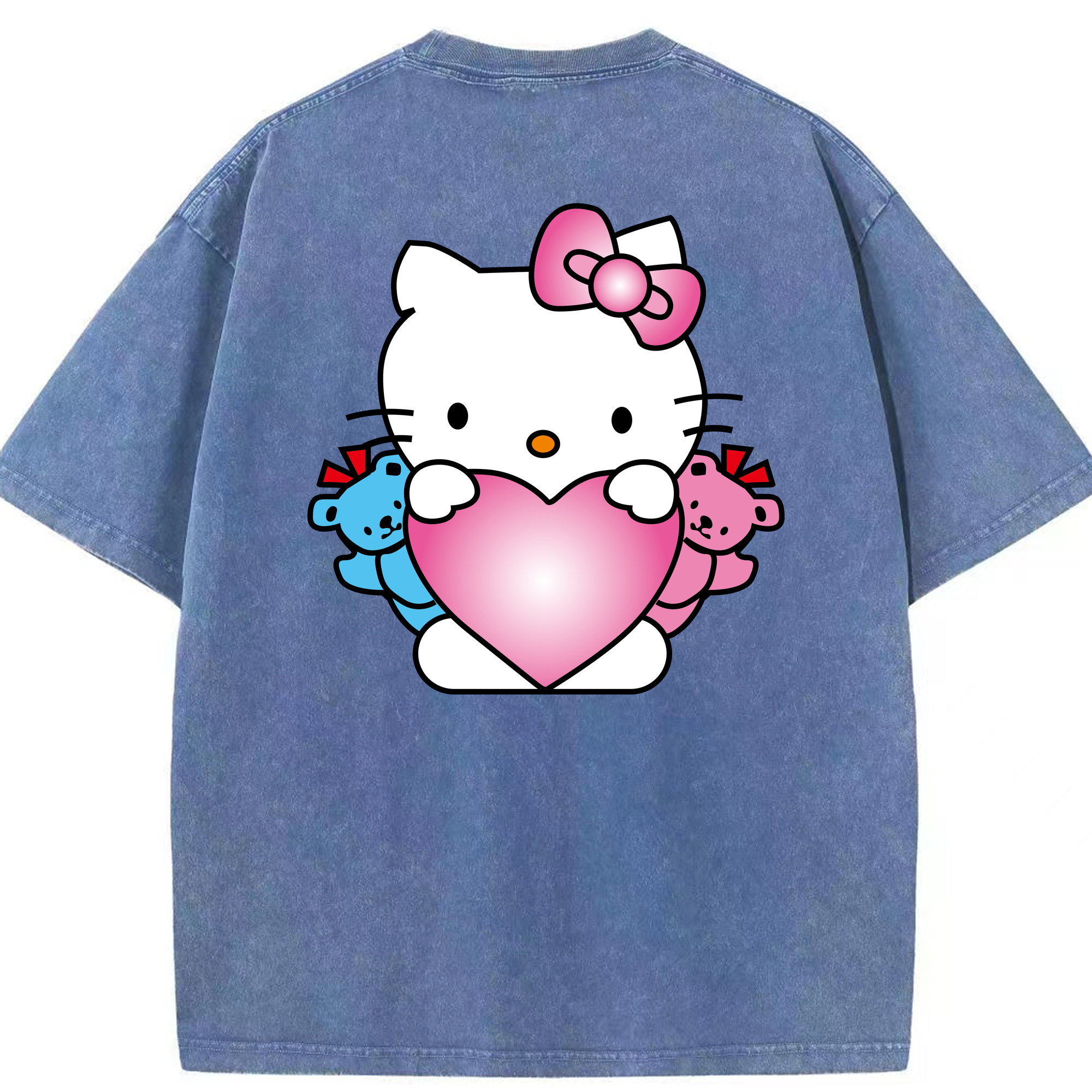 （画像用） Hello Kitty ハローキティ 綿100% ヴィンテージ風 半袖Tシャツ（背面プリント）