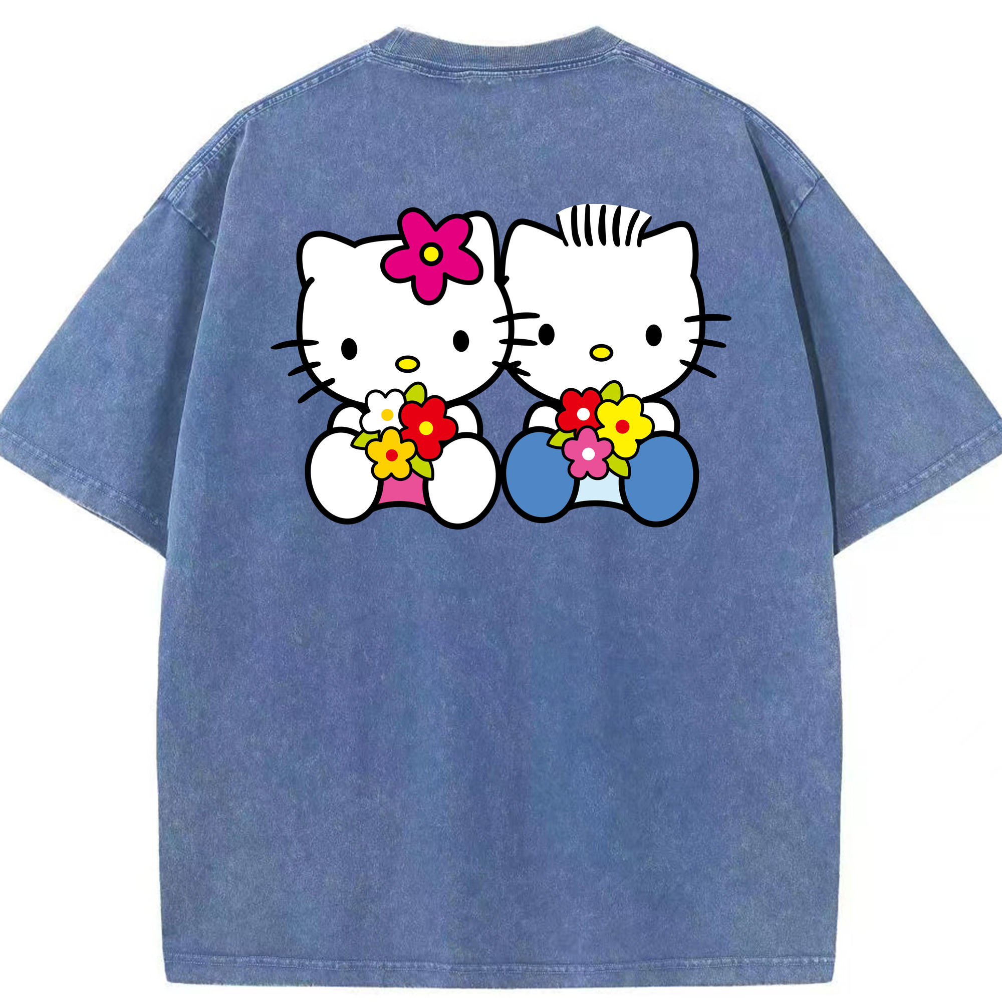 （画像用） Hello Kitty ハローキティ 綿100% ヴィンテージ風 半袖Tシャツ（背面プリント）