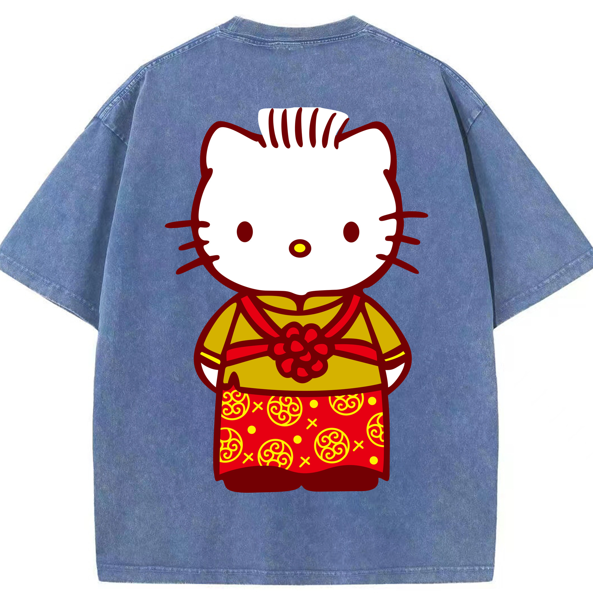 （画像用） Hello Kitty ハローキティ 綿100% ヴィンテージ風 半袖Tシャツ（背面プリント）