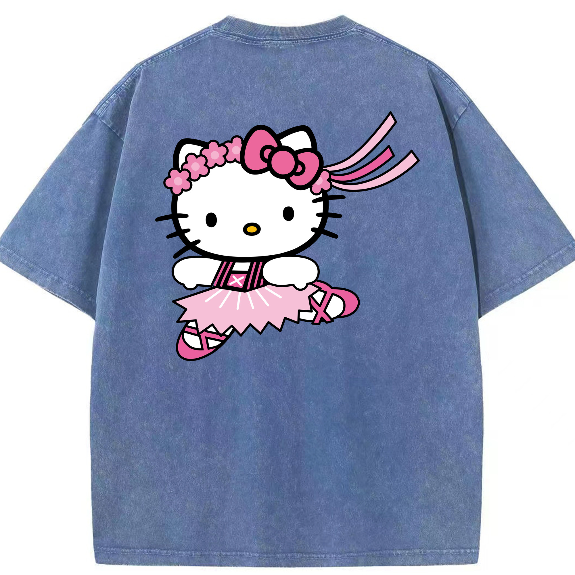 （画像用） Hello Kitty ハローキティ 綿100% ヴィンテージ風 半袖Tシャツ（背面プリント）