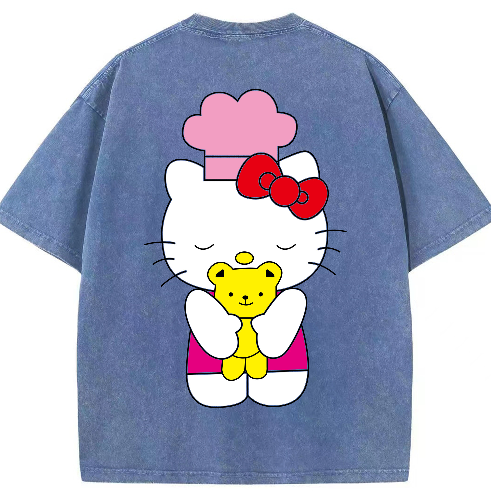 （画像用） Hello Kitty ハローキティ 綿100% ヴィンテージ風 半袖Tシャツ（背面プリント）