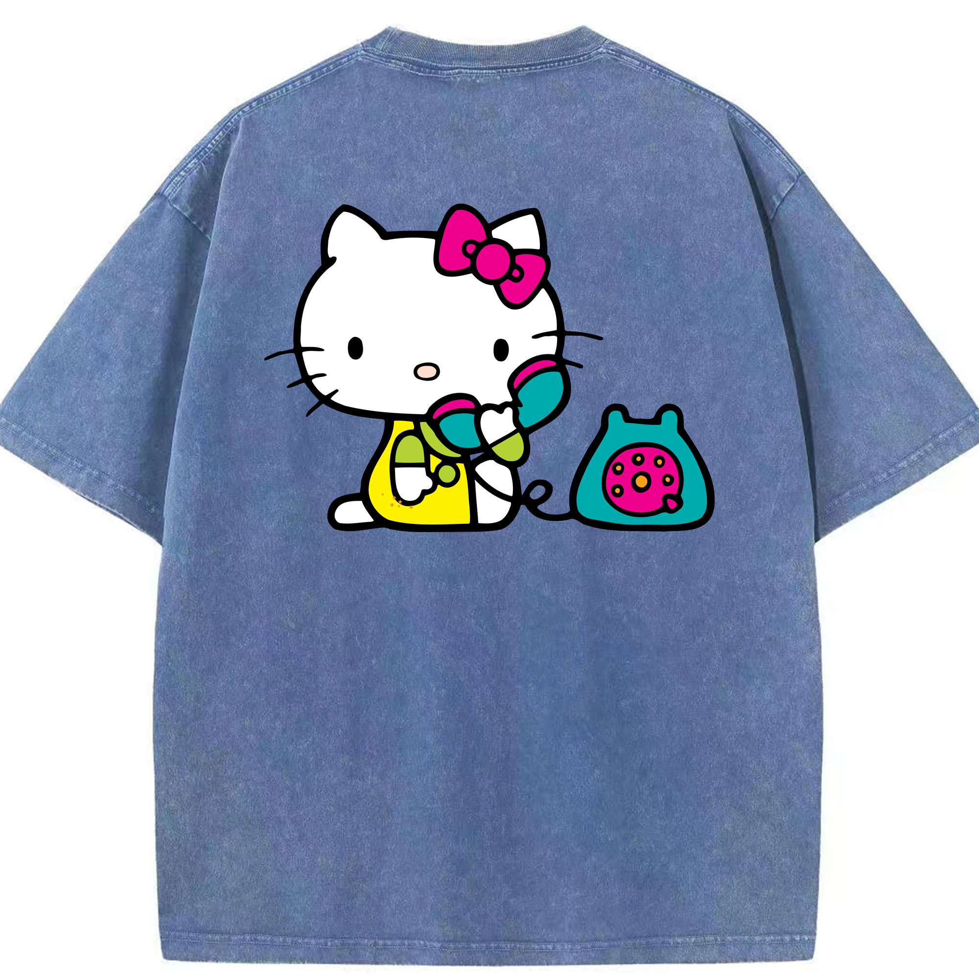 （画像用） Hello Kitty ハローキティ 綿100% ヴィンテージ風 半袖Tシャツ（背面プリント）