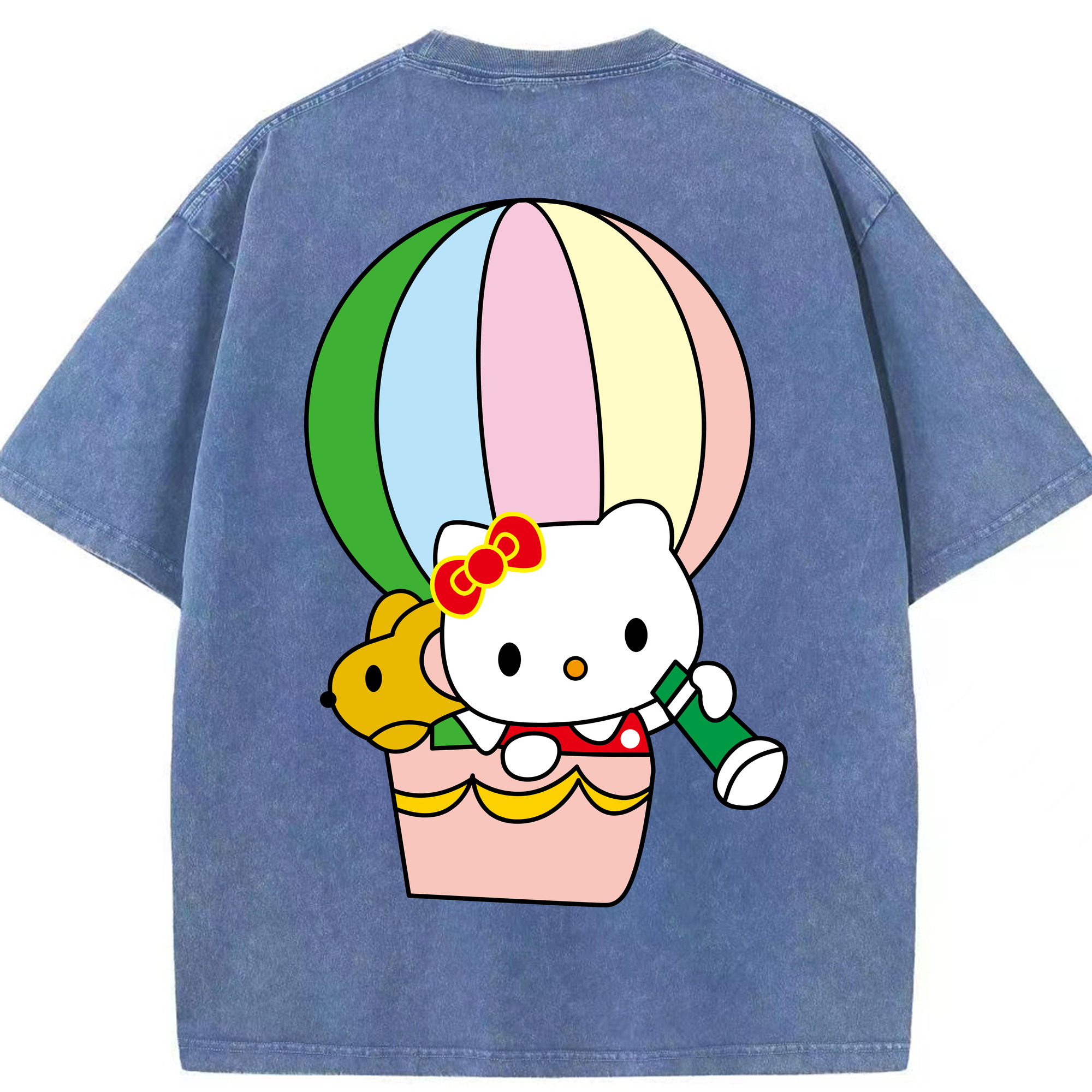 （画像用） Hello Kitty ハローキティ 綿100% ヴィンテージ風 半袖Tシャツ（背面プリント）