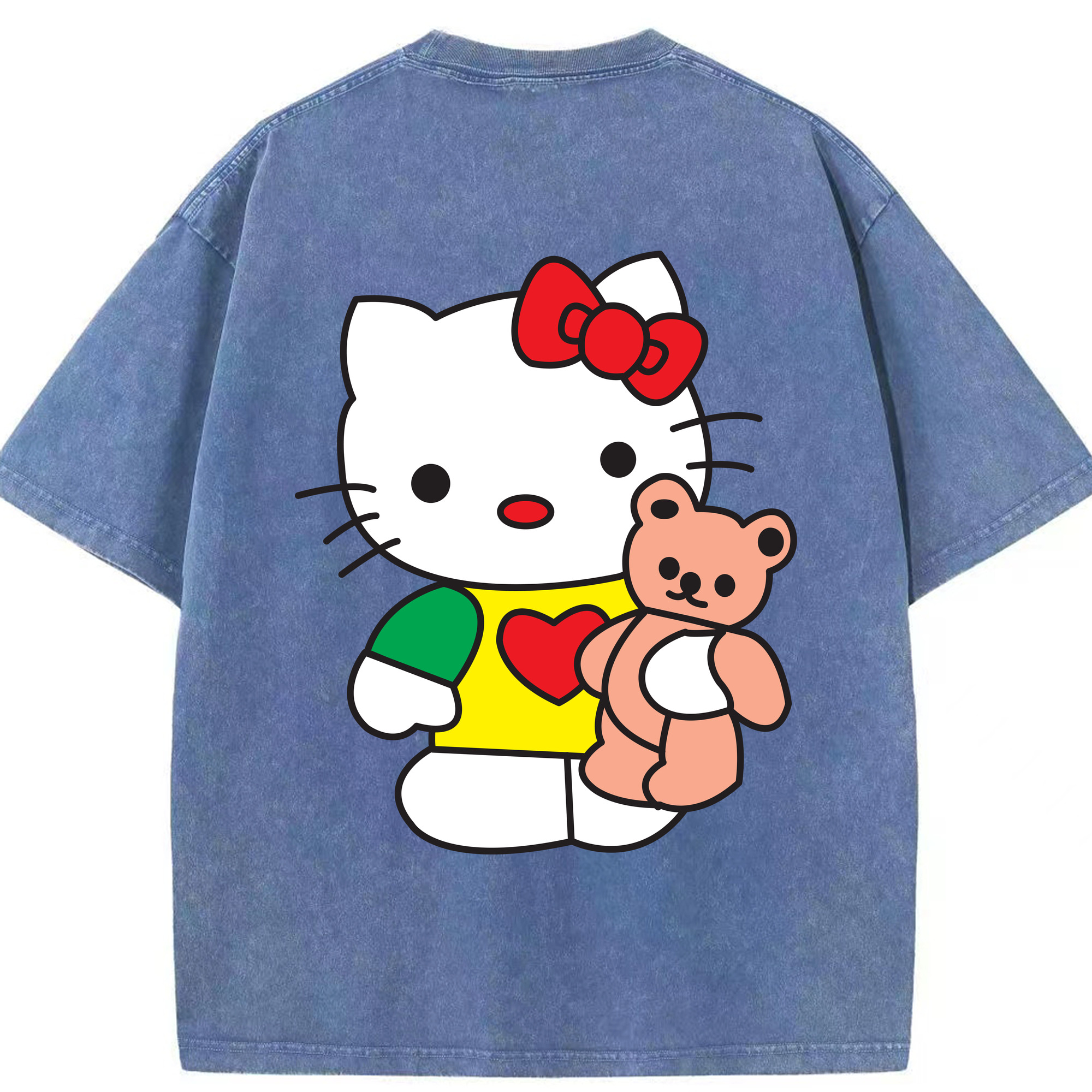 （画像用） Hello Kitty ハローキティ 綿100% ヴィンテージ風 半袖Tシャツ（背面プリント）