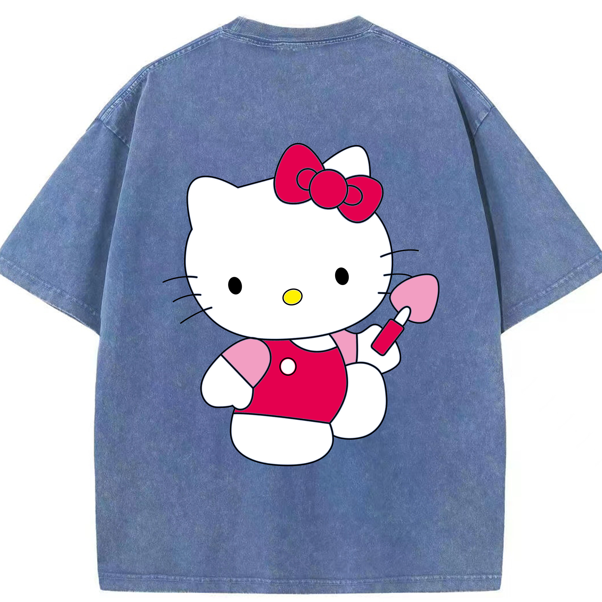 （画像用） Hello Kitty ハローキティ 綿100% ヴィンテージ風 半袖Tシャツ（背面プリント）