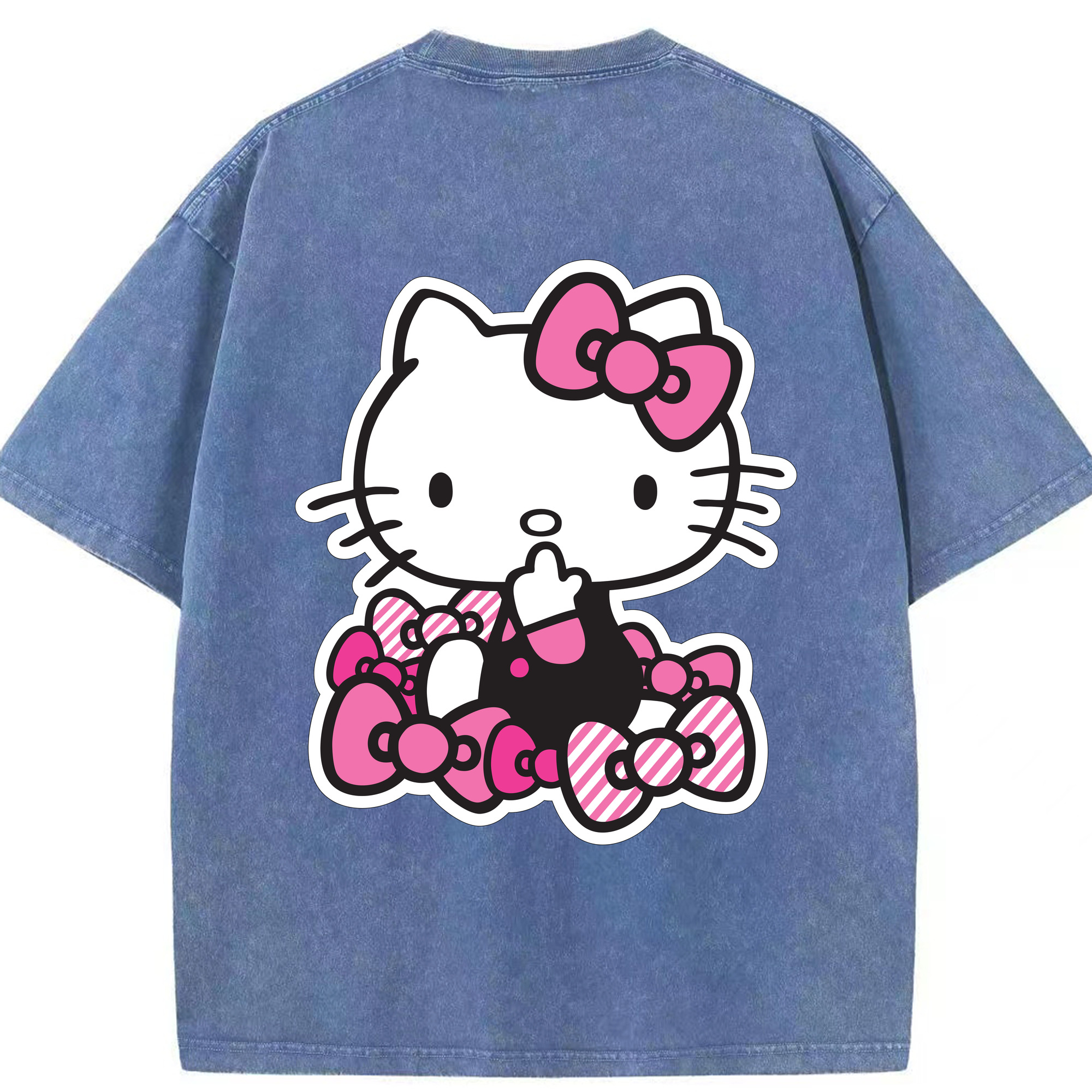 （画像用） Hello Kitty ハローキティ 綿100% ヴィンテージ風 半袖Tシャツ（背面プリント）