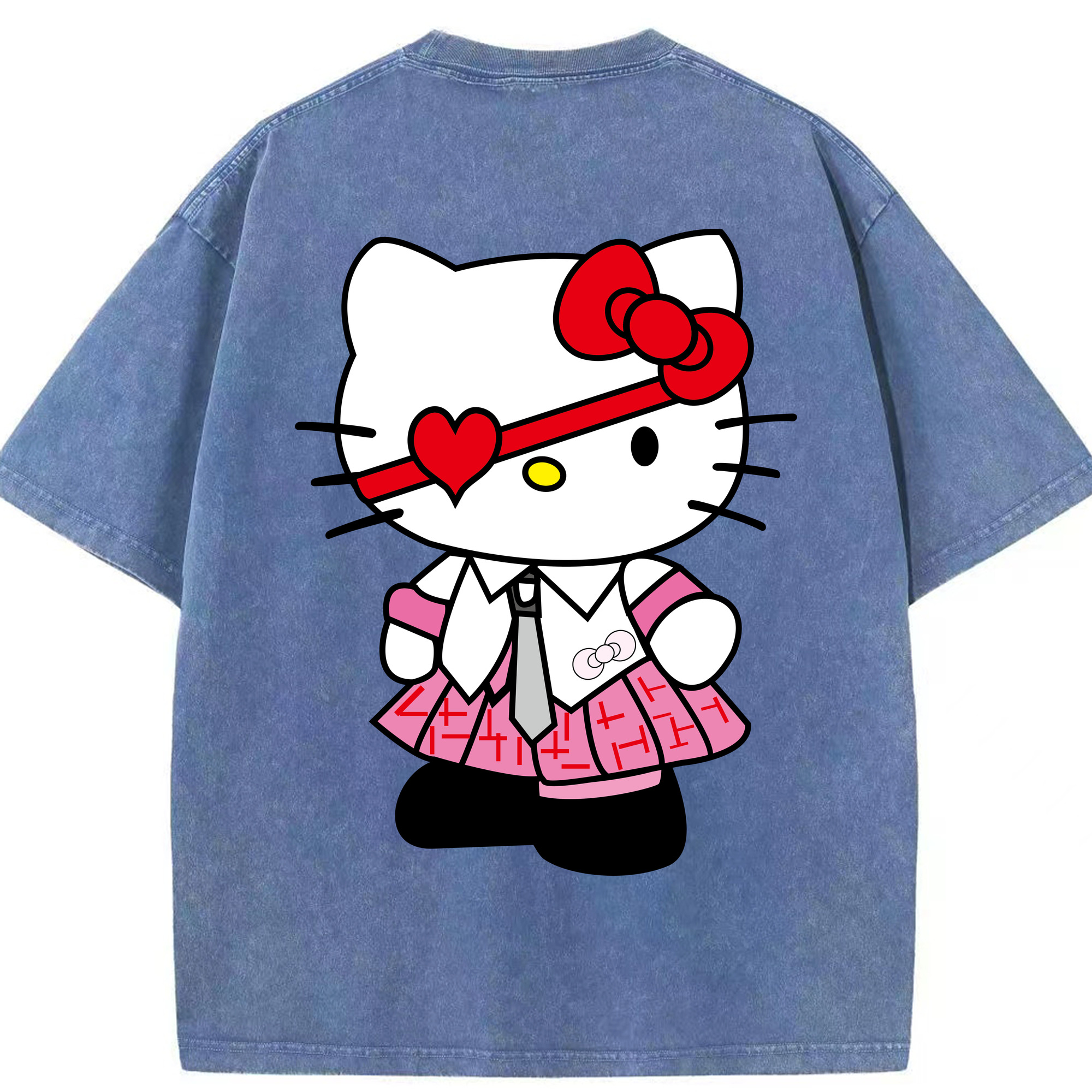 （画像用） Hello Kitty ハローキティ 綿100% ヴィンテージ風 半袖Tシャツ（背面プリント）