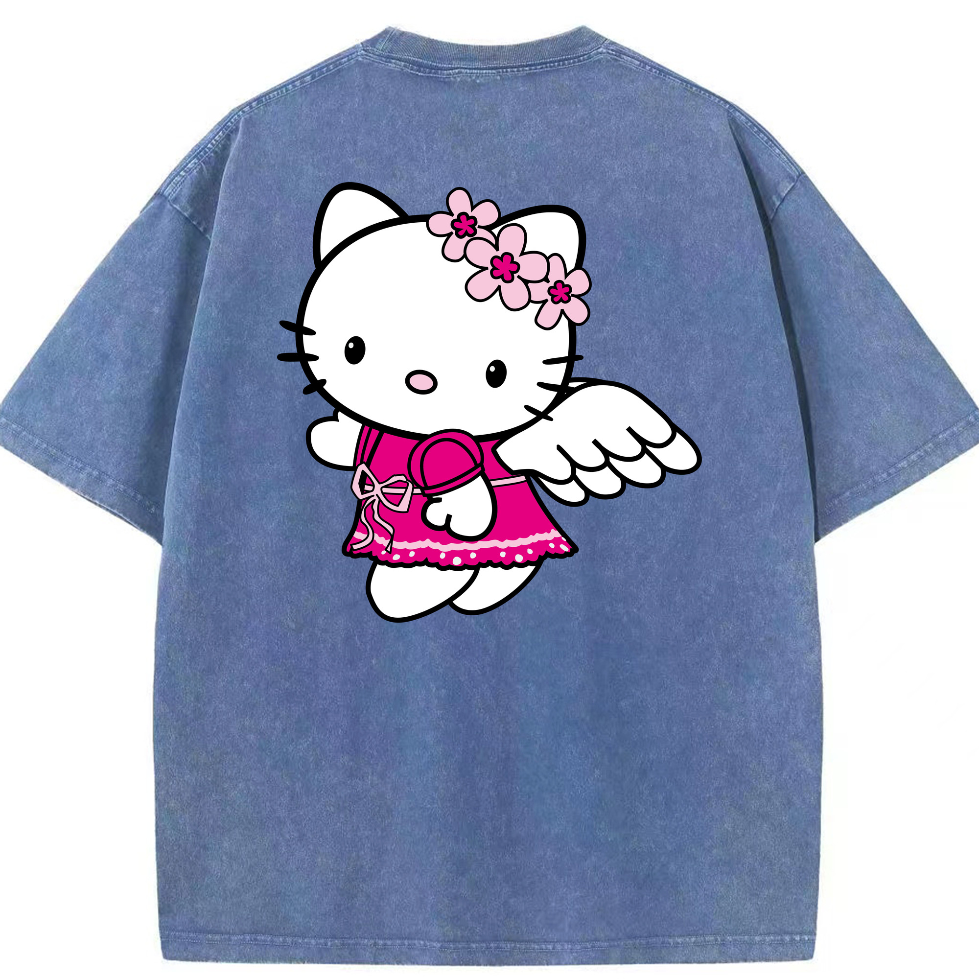 （画像用） Hello Kitty ハローキティ 綿100% ヴィンテージ風 半袖Tシャツ（背面プリント）