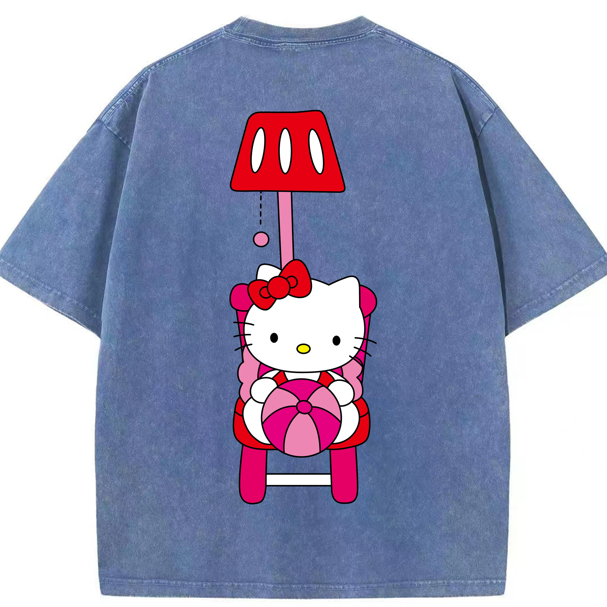 （画像用） Hello Kitty ハローキティ 綿100% ヴィンテージ風 半袖Tシャツ（背面プリント）