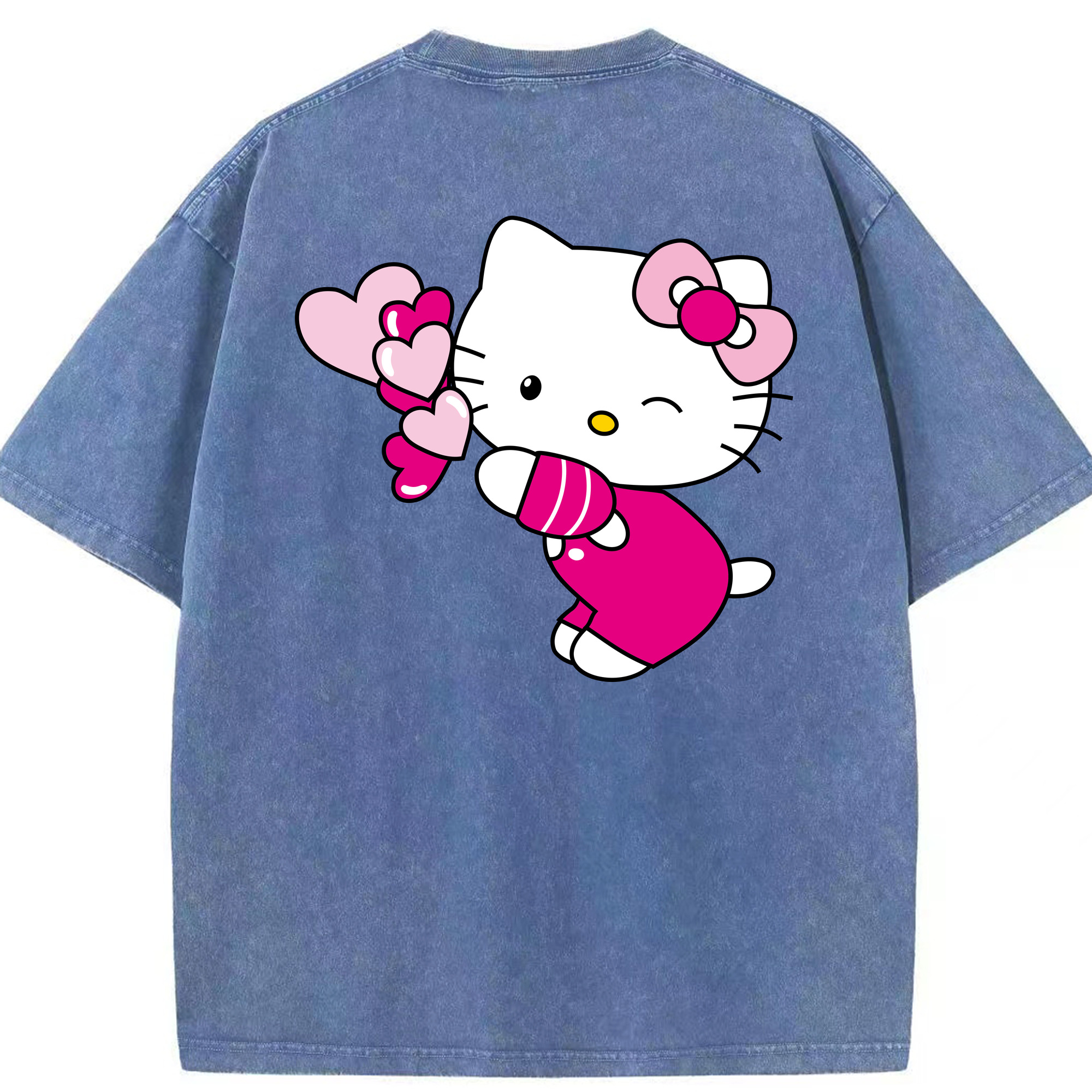 （画像用） Hello Kitty ハローキティ 綿100% ヴィンテージ風 半袖Tシャツ（背面プリント）