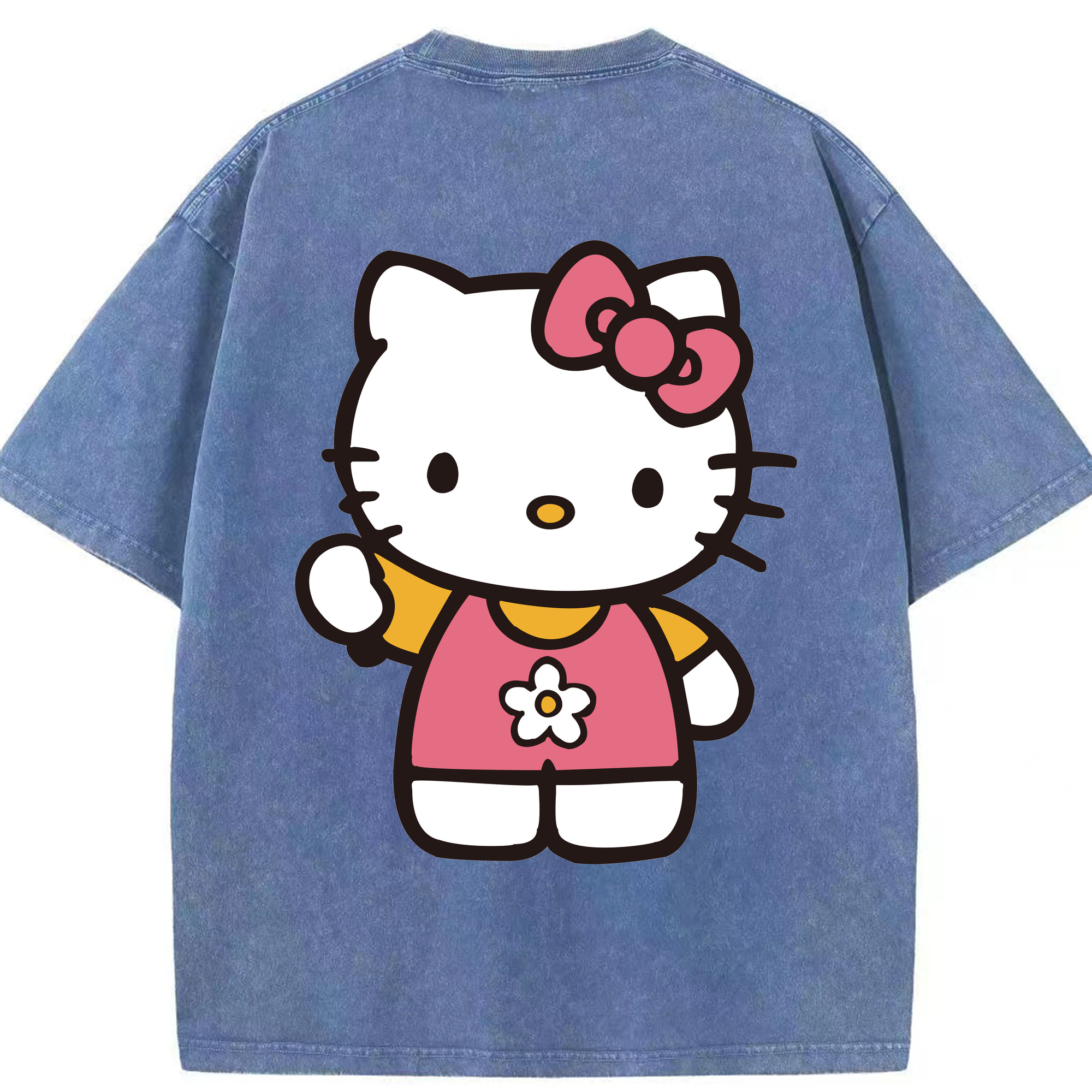 （画像用） Hello Kitty ハローキティ 綿100% ヴィンテージ風 半袖Tシャツ（背面プリント）