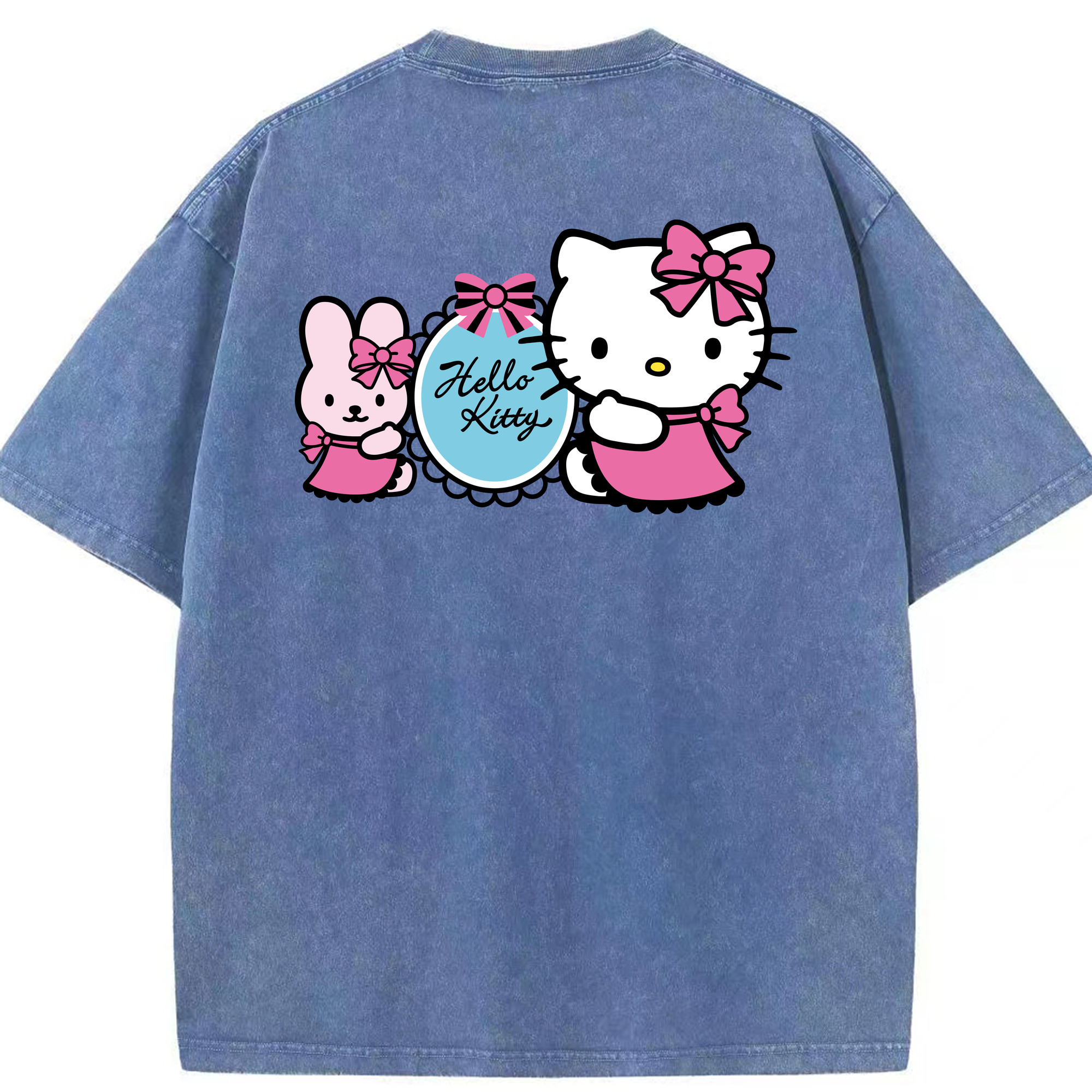 （画像用） Hello Kitty ハローキティ 綿100% ヴィンテージ風 半袖Tシャツ（背面プリント）