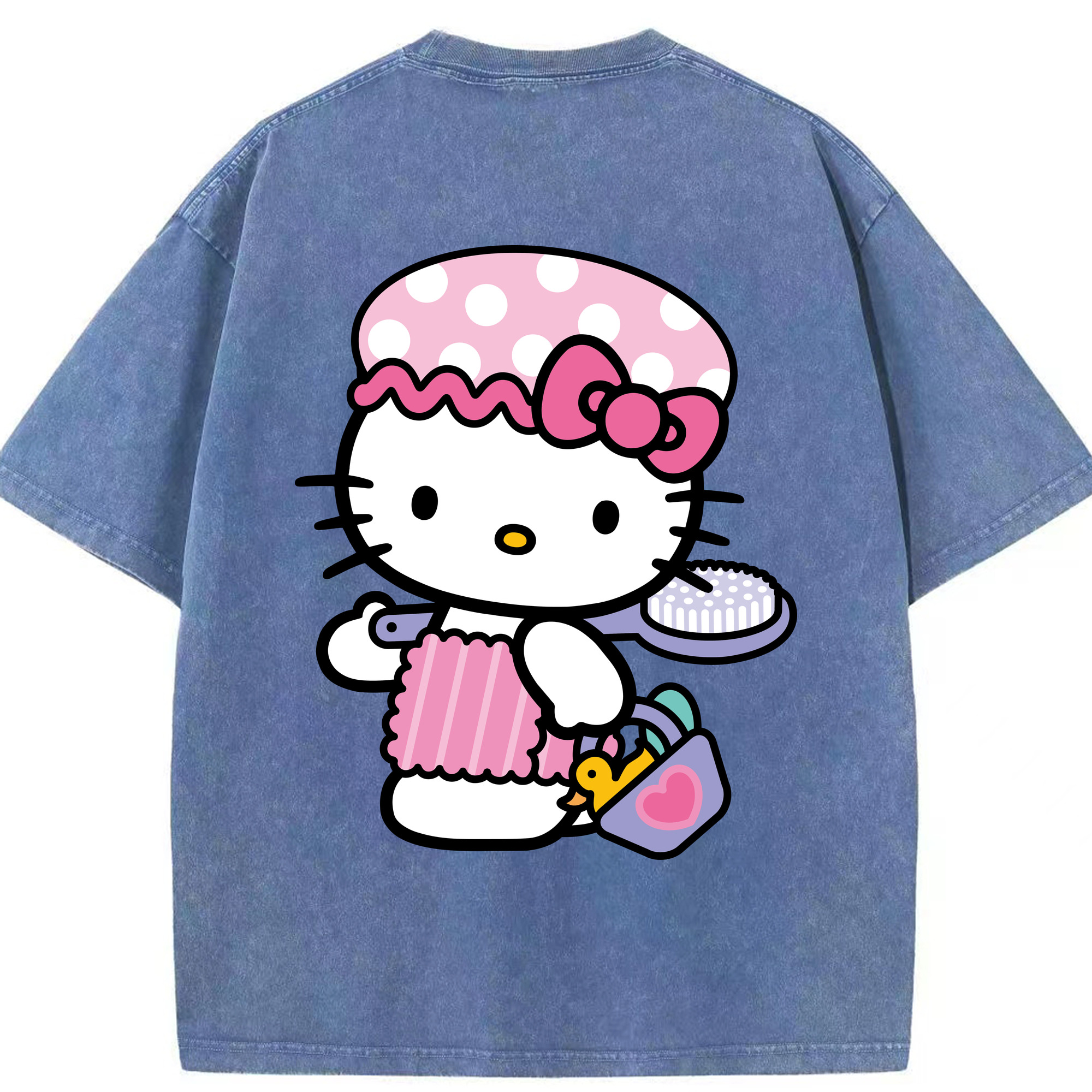 （画像用） Hello Kitty ハローキティ 綿100% ヴィンテージ風 半袖Tシャツ（背面プリント）