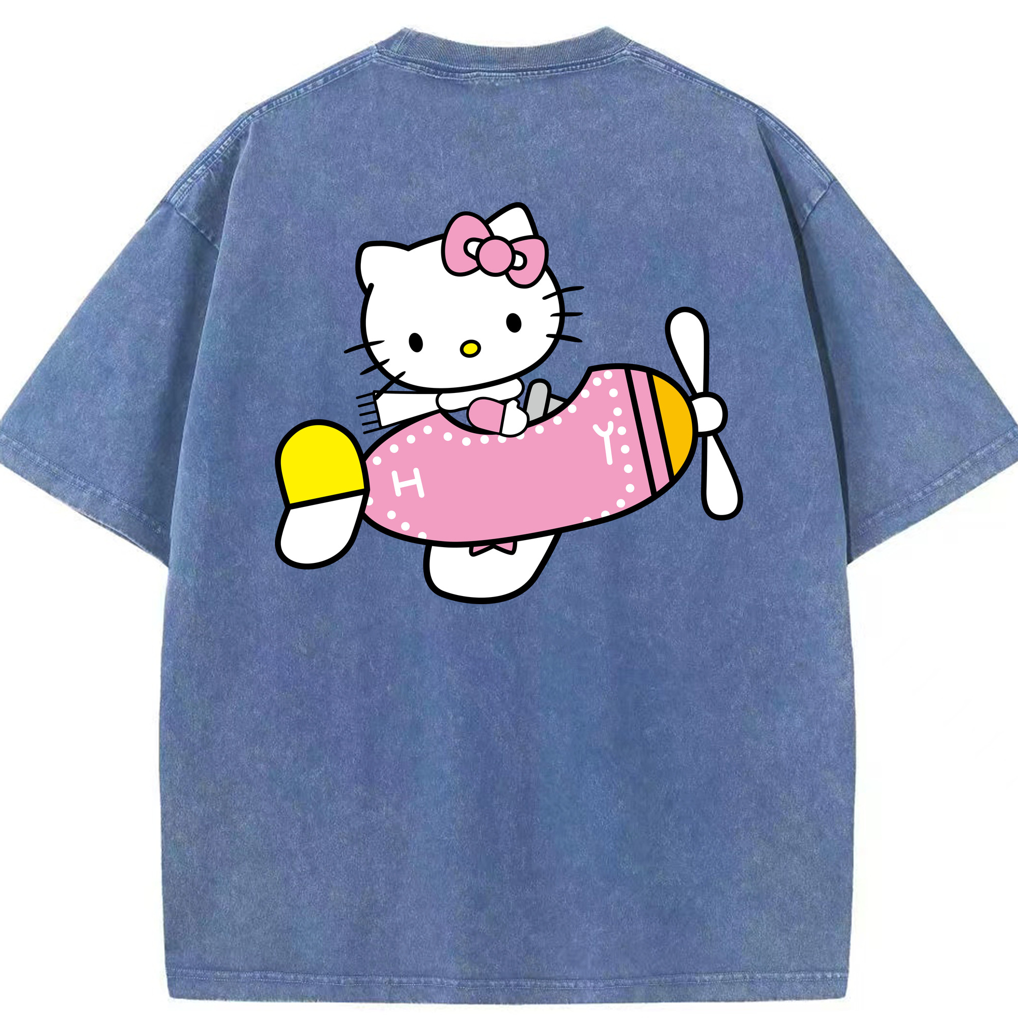 （画像用） Hello Kitty ハローキティ 綿100% ヴィンテージ風 半袖Tシャツ（背面プリント）