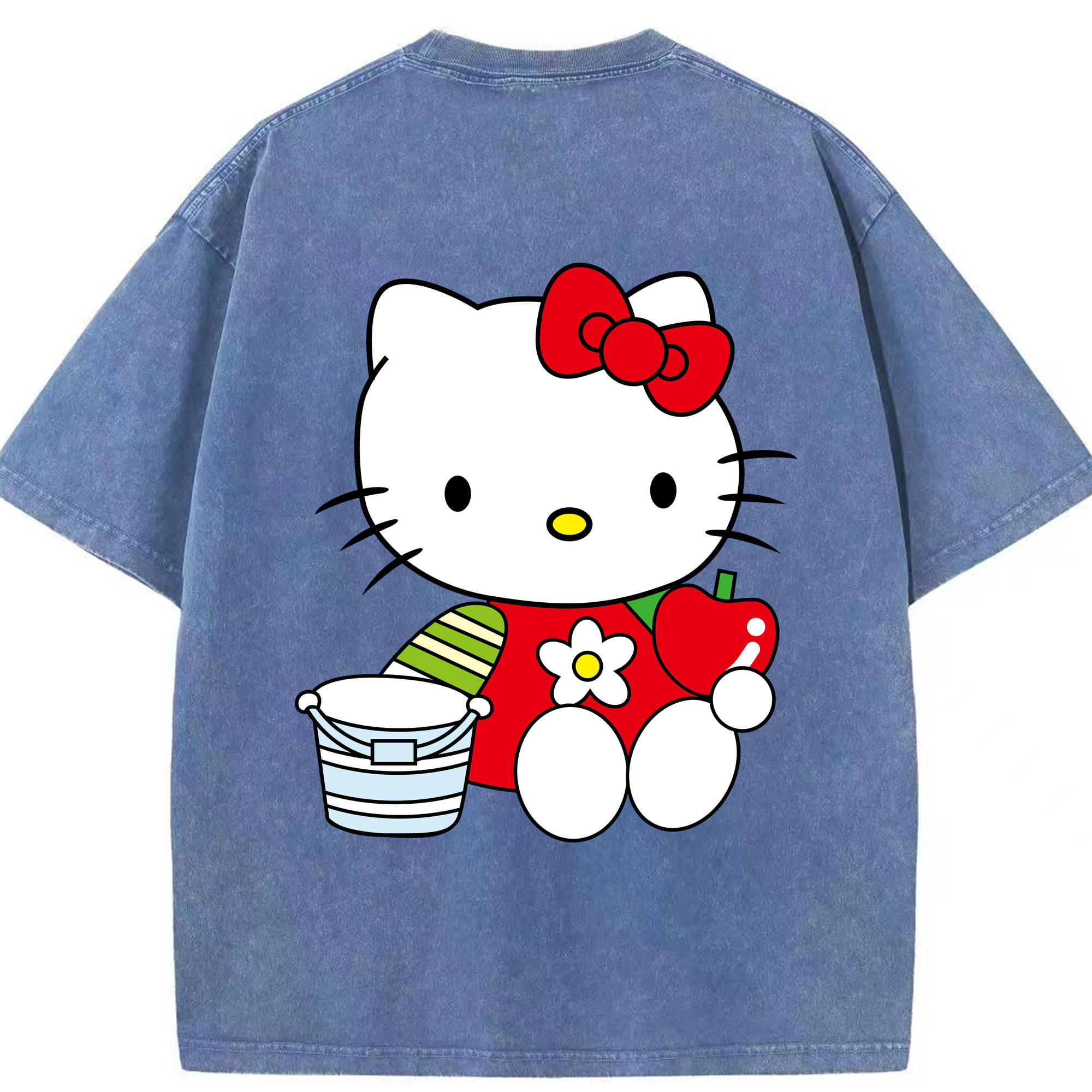 （画像用） Hello Kitty ハローキティ 綿100% ヴィンテージ風 半袖Tシャツ（背面プリント）