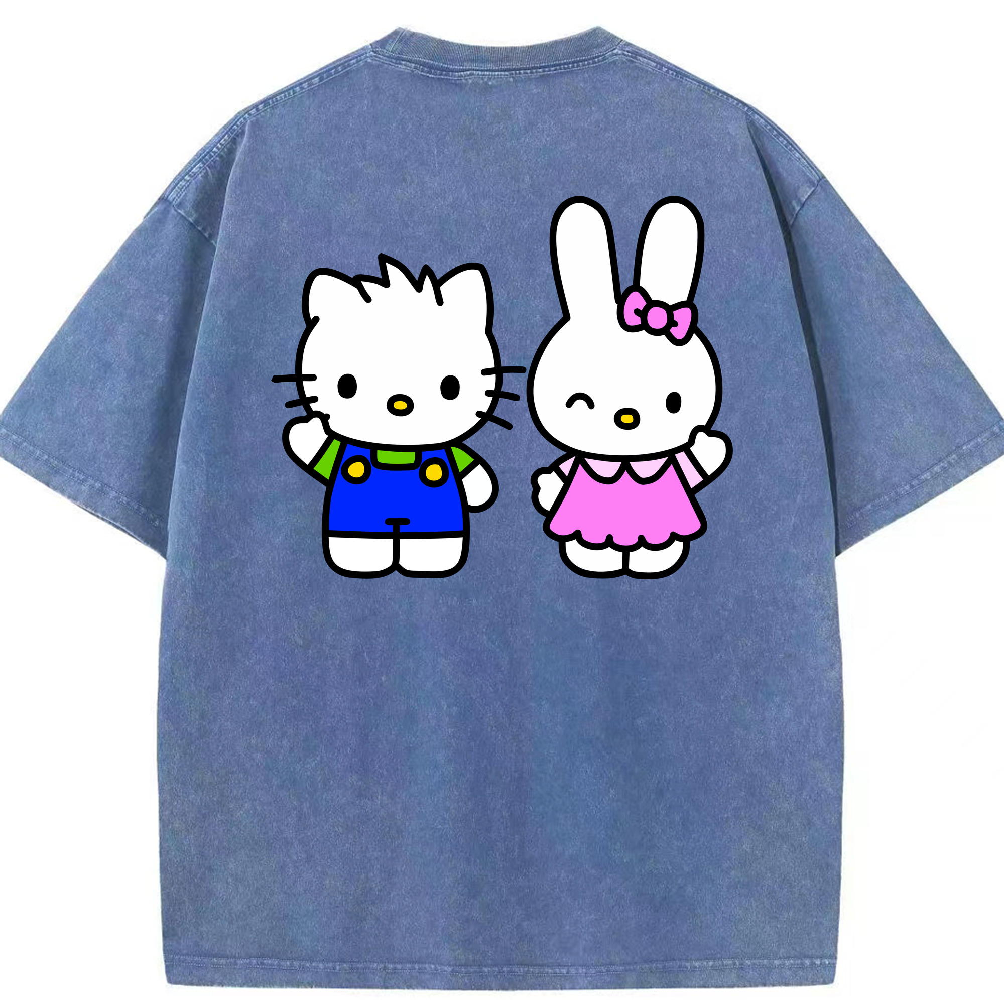 （画像用） Hello Kitty ハローキティ 綿100% ヴィンテージ風 半袖Tシャツ（背面プリント）