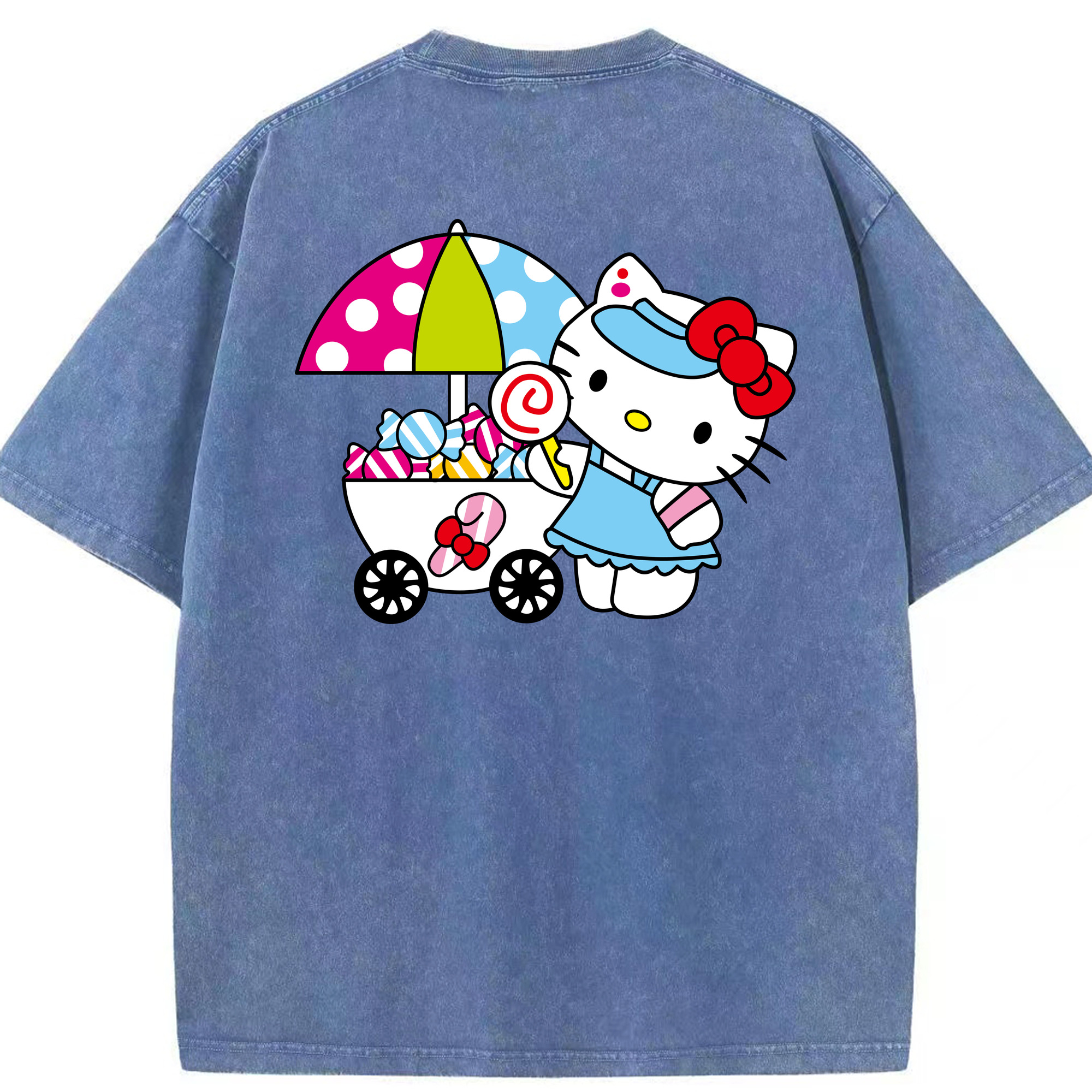 （画像用） Hello Kitty ハローキティ 綿100% ヴィンテージ風 半袖Tシャツ（背面プリント）