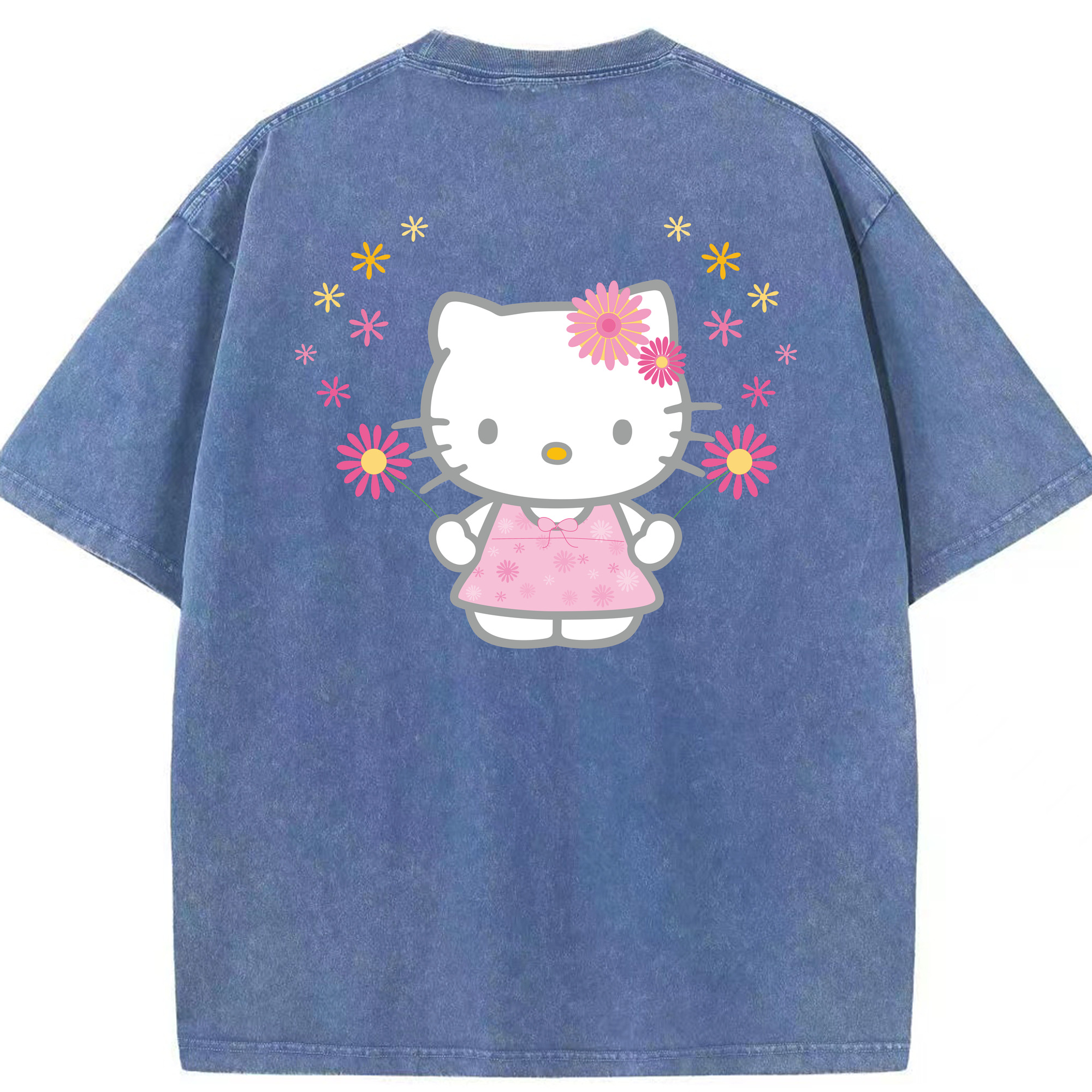 （画像用） Hello Kitty ハローキティ 綿100% ヴィンテージ風 半袖Tシャツ（背面プリント）