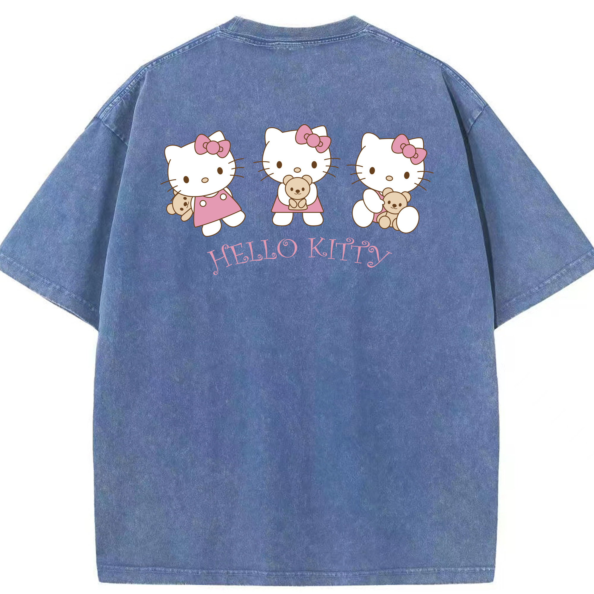 （画像用） Hello Kitty ハローキティ 綿100% ヴィンテージ風 半袖Tシャツ（背面プリント）