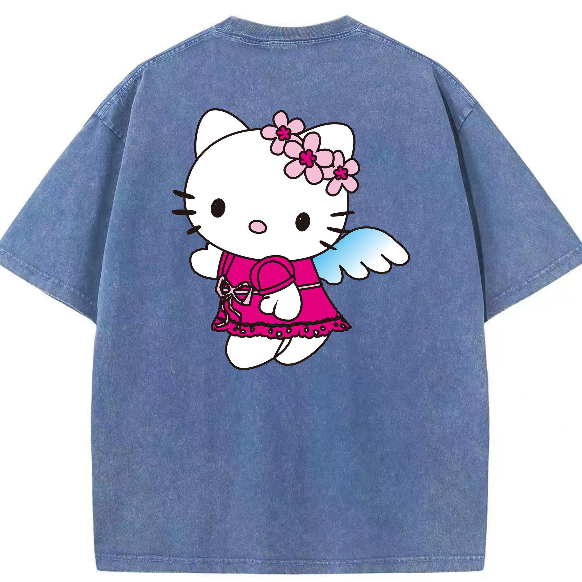 （画像用） Hello Kitty ハローキティ 綿100% ヴィンテージ風 半袖Tシャツ（背面プリント）